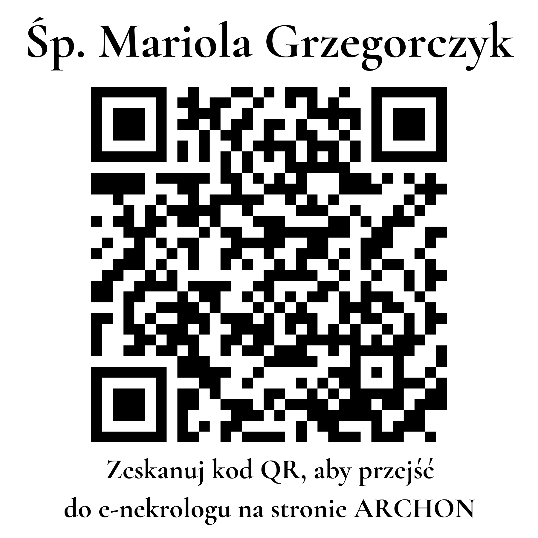 Kod QR do nekrologu Mariola Grzegorczyk