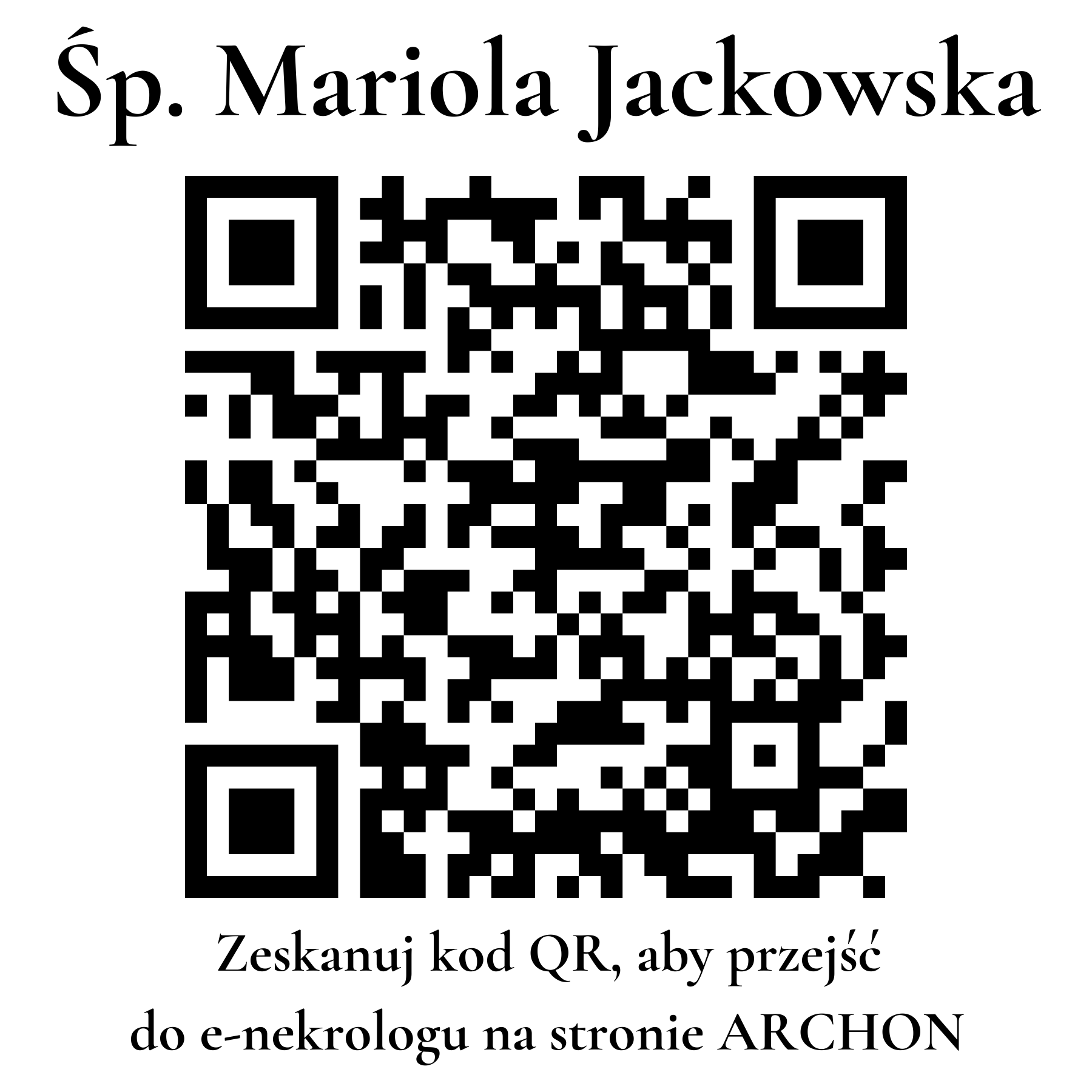Kod QR do nekrologu Mariola Jackowska