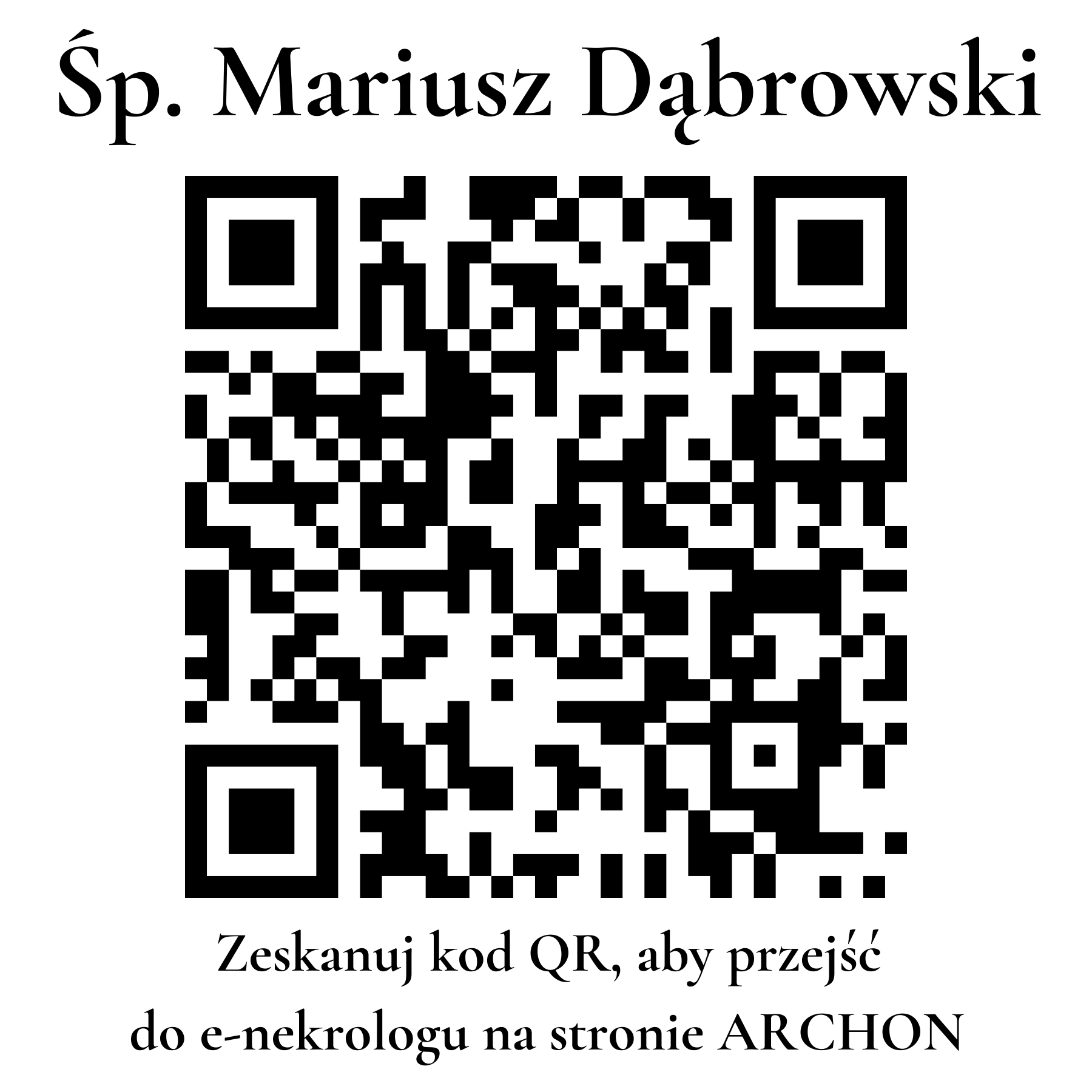Kod QR do nekrologu Mariusz Dąbrowski Kod QR do nekrologu Mariusz Dąbrowski