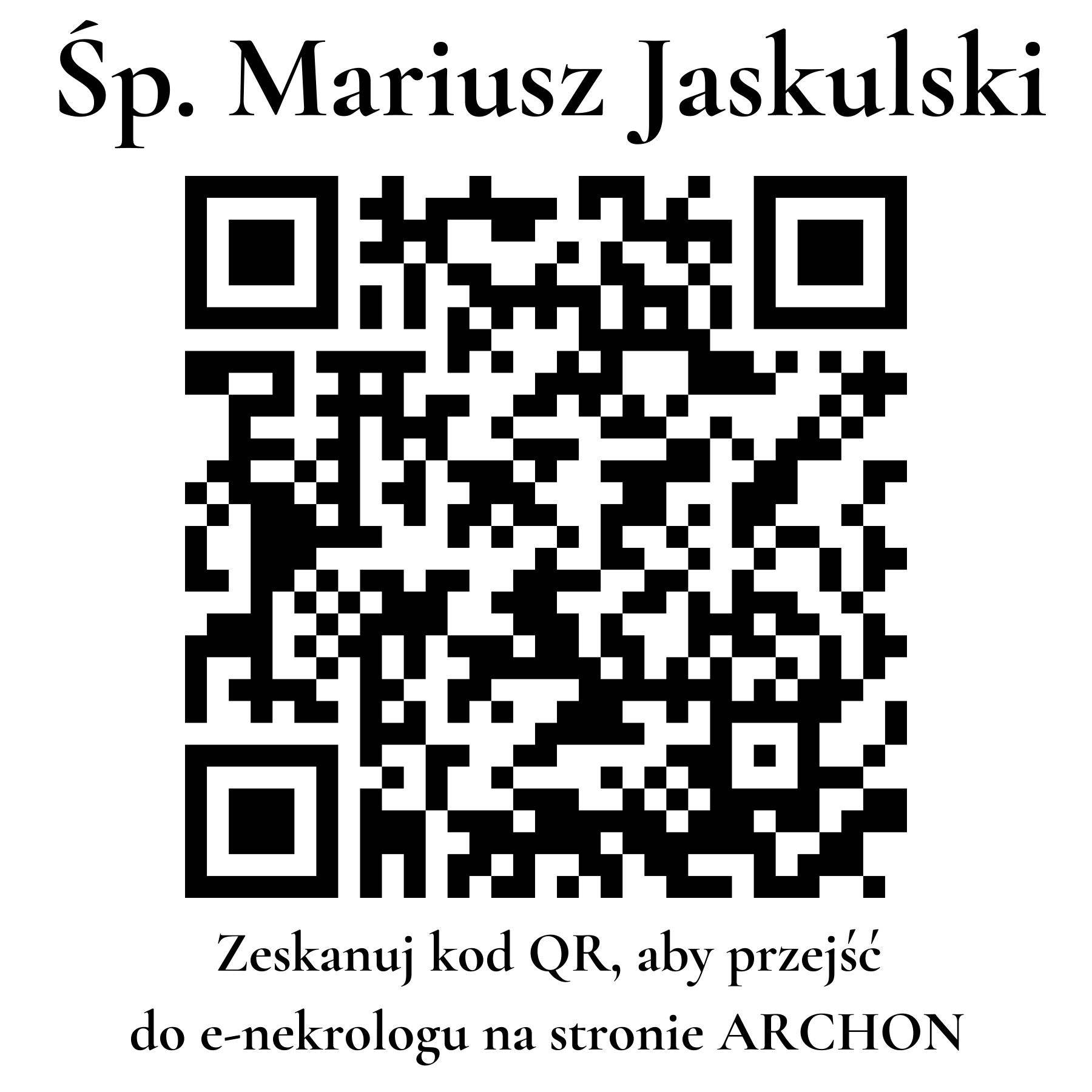 Kod QR do nekrologu Mariusz Jaskulski Kod QR do nekrologu Mariusz Jaskulski