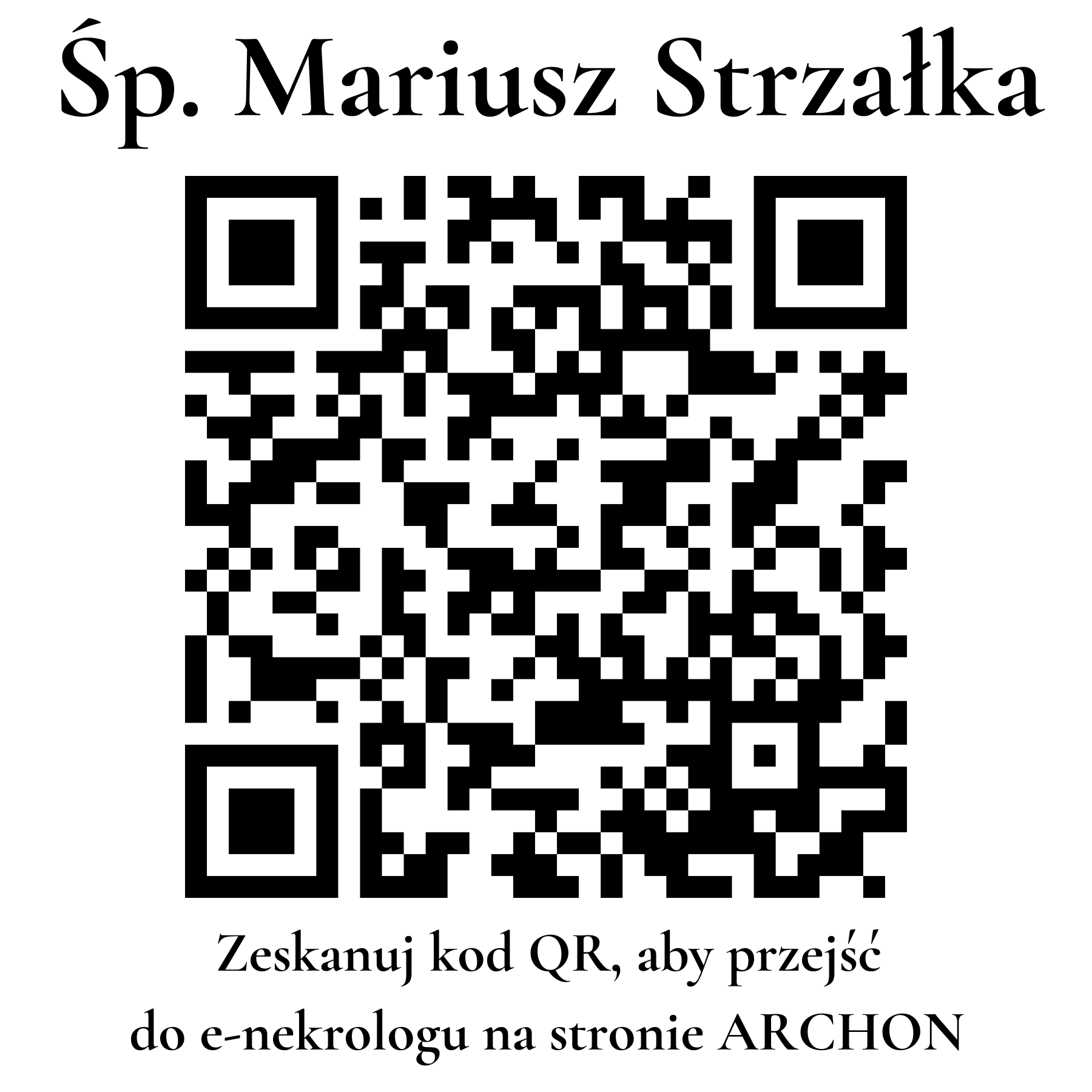 Kod QR do nekrologu Mariusz Strzałka