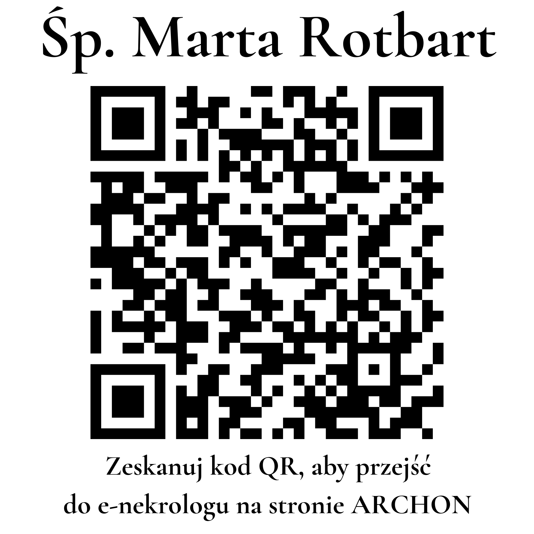Kod QR do nekrologu Marta Rotbart