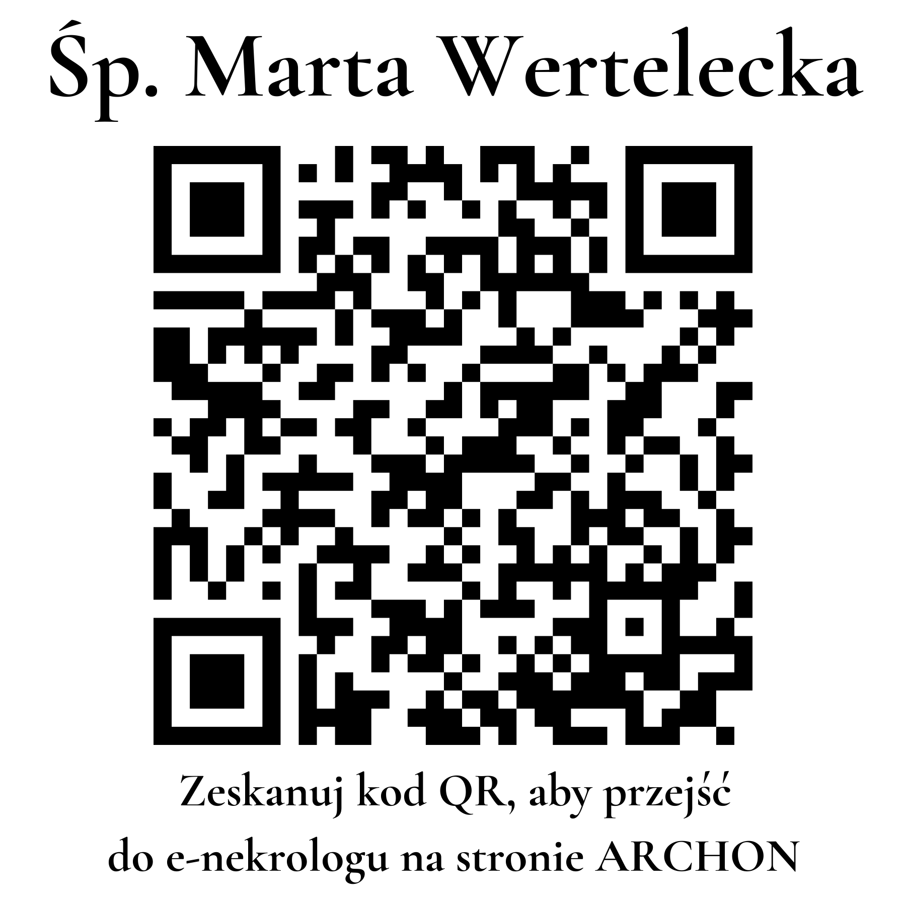 Kod QR do nekrologu Marta Wertelecka Kod QR do nekrologu Marta Wertelecka
