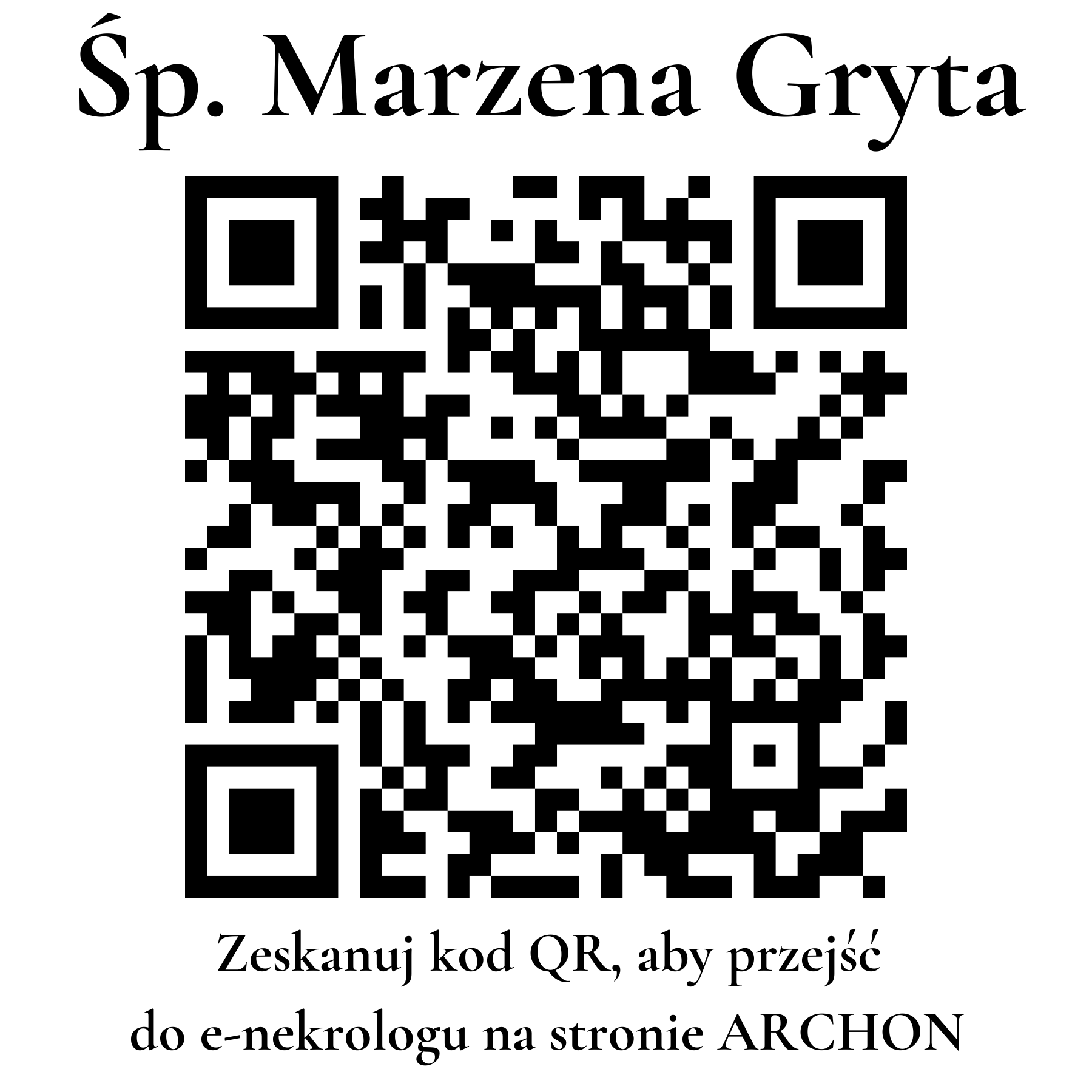 Kod QR do nekrologu Marzena Gryta Kod QR do nekrologu Marzena Gryta