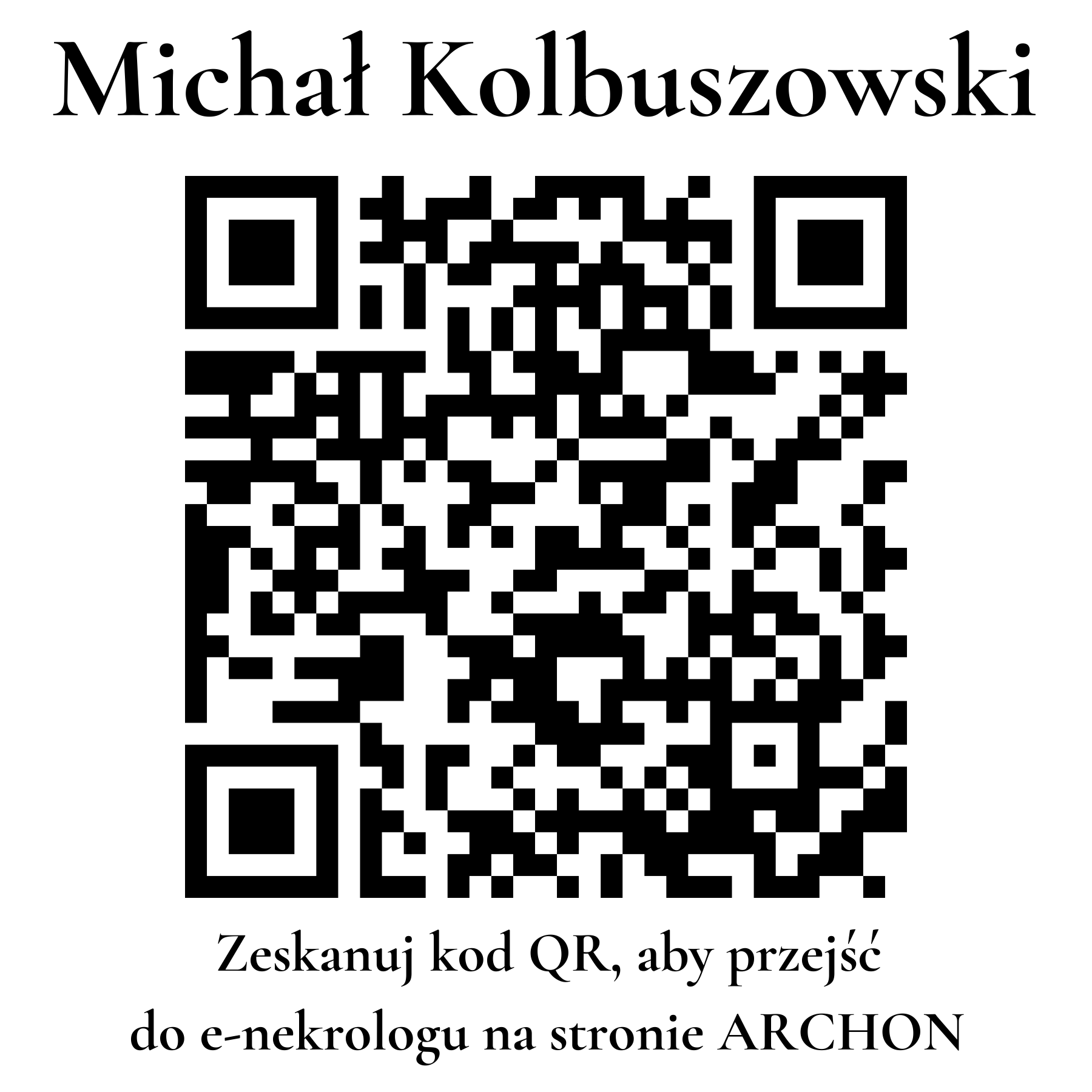 Kod QR do nekrologu Michał Kolbuszowski Kod QR do nekrologu Michał Kolbuszowski