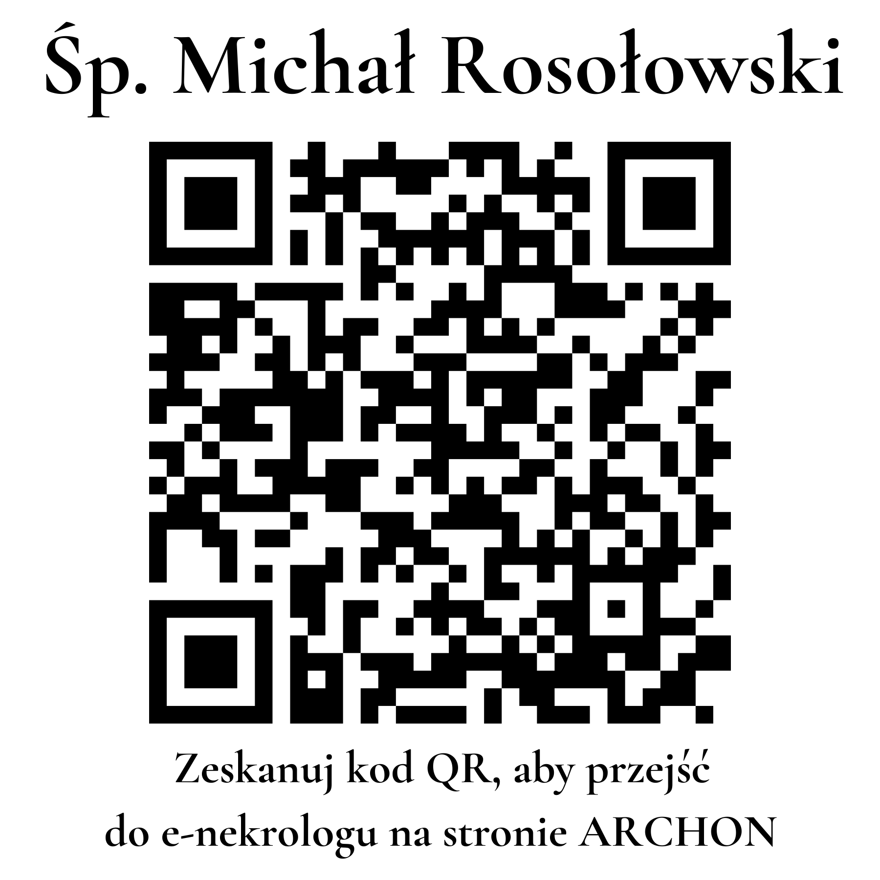 Kod QR do nekrologu Michał Rosołowski Kod QR do nekrologu Michał Rosołowski