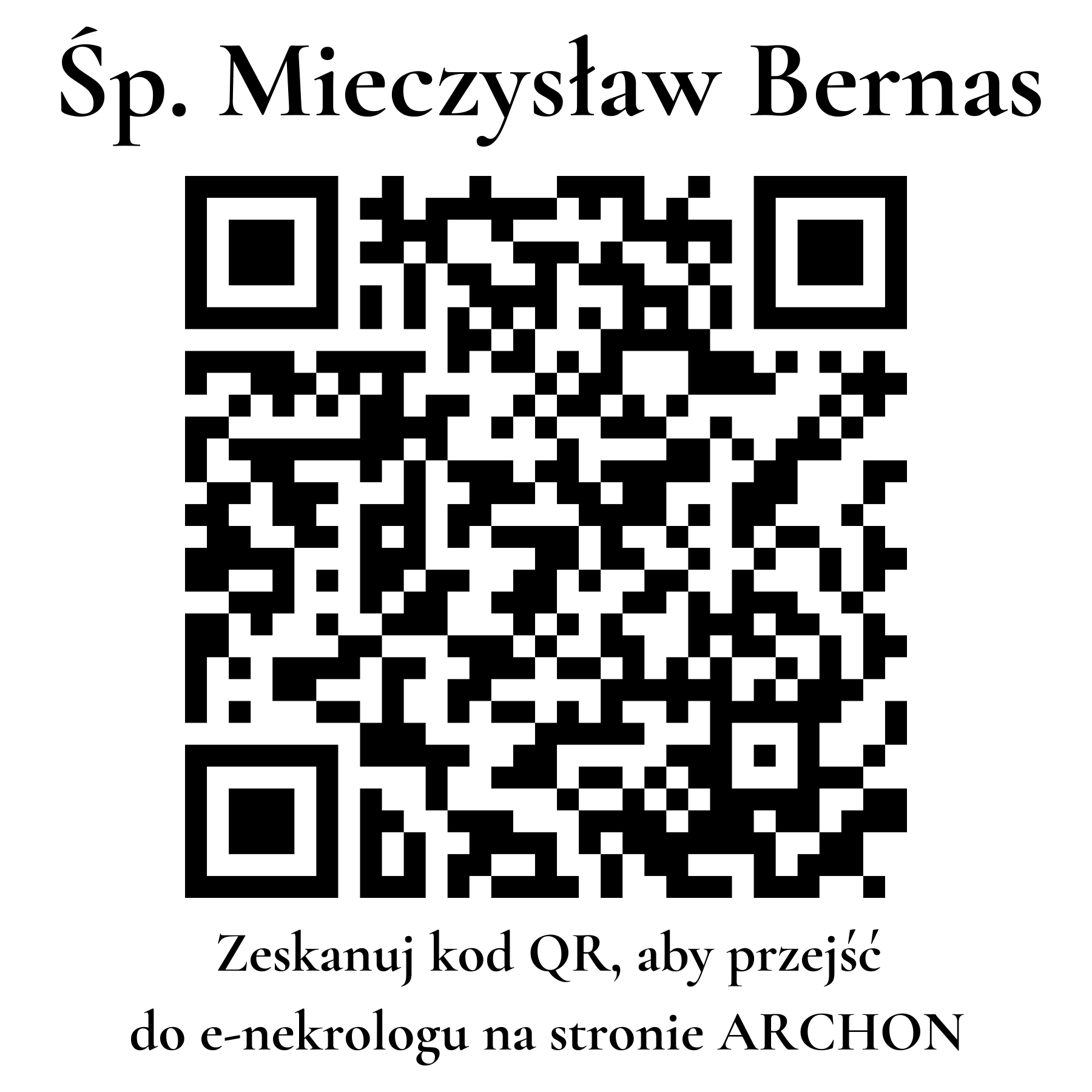 Kod QR do nekrologu Mieczysław Bernas Kod QR do nekrologu Mieczysław Bernas