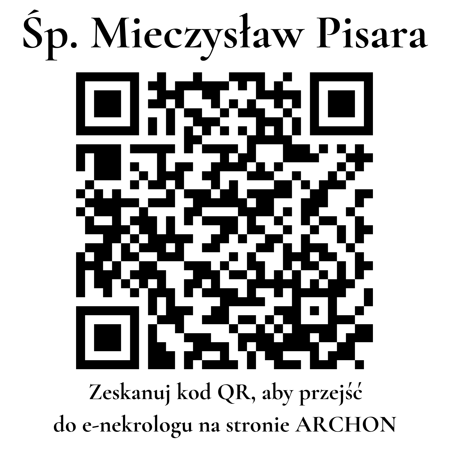 Kod QR do nekrologu Mieczysław Pisara Kod QR do nekrologu Mieczysław Pisara