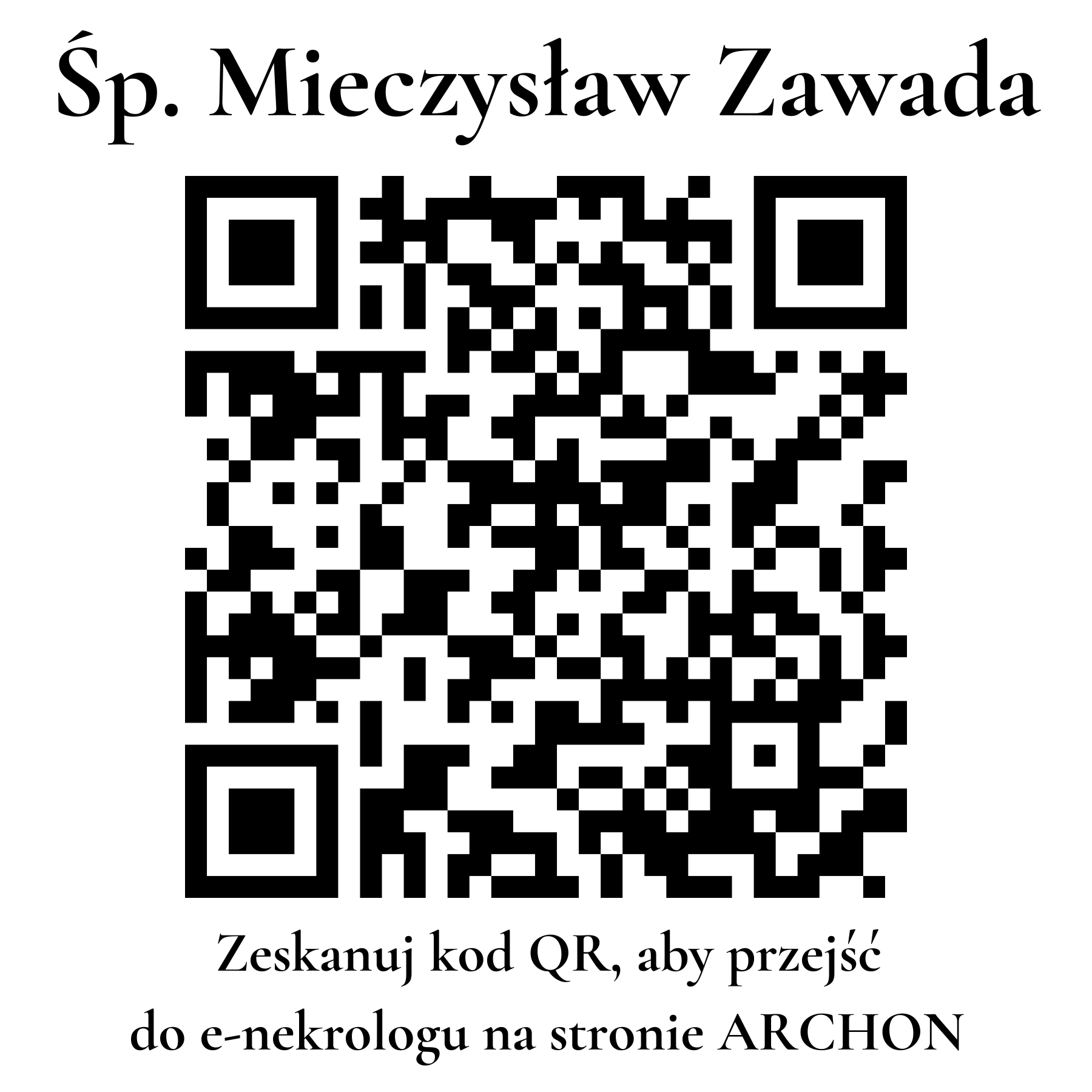 Kod QR do nekrologu Mieczysław Zawada