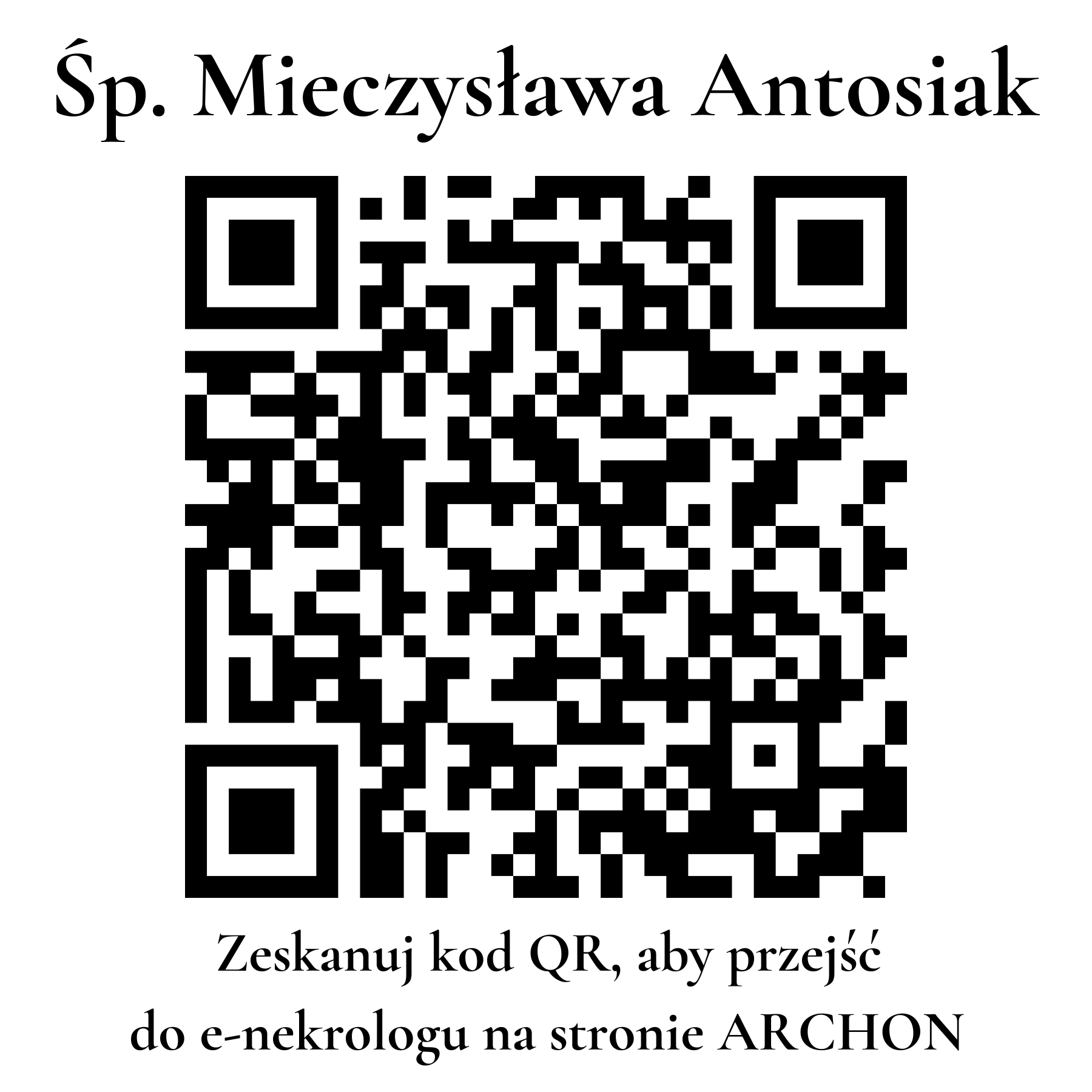 Kod QR do nekrologu Mieczysława Antosiak