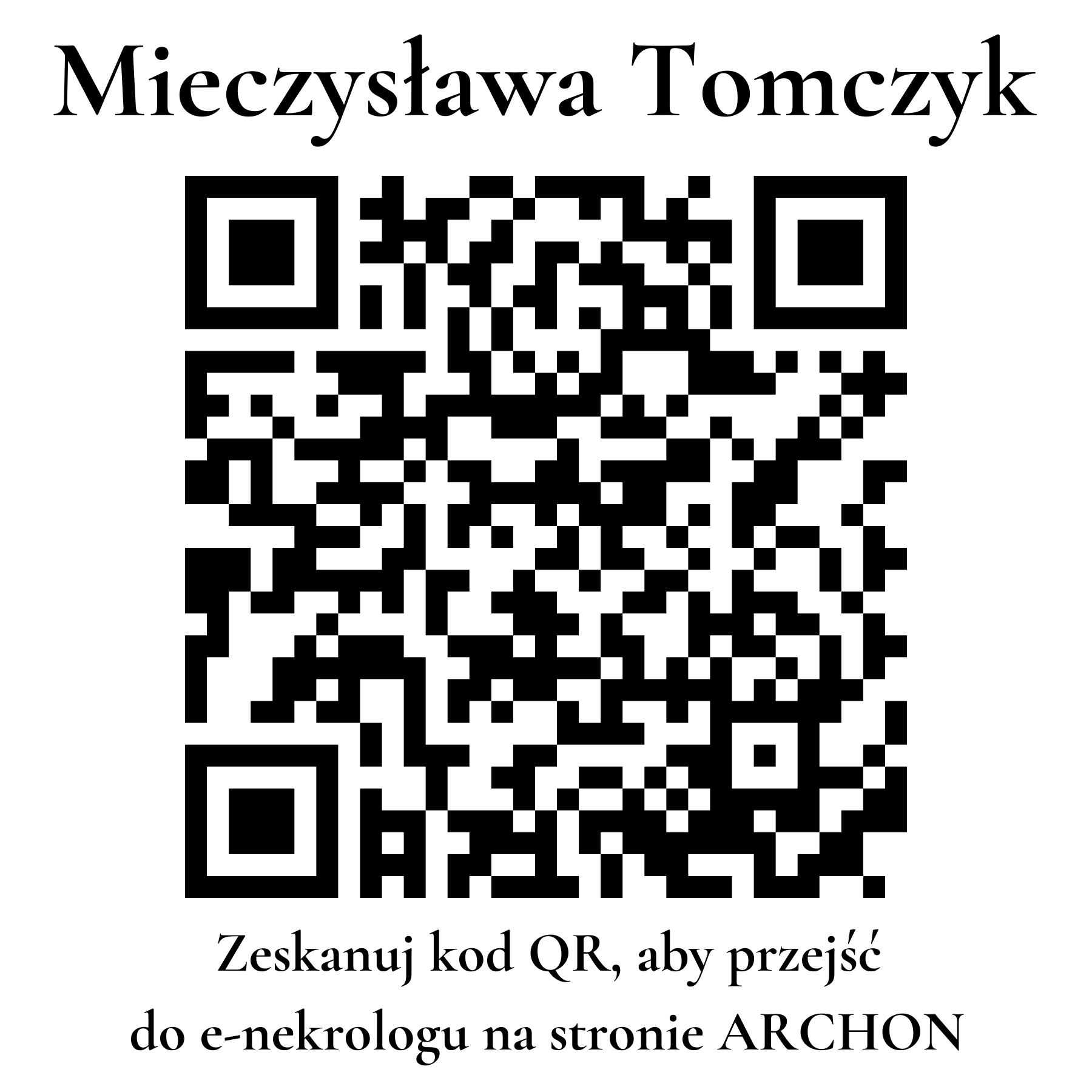 Kod QR do nekrologu Mieczysława Tomczyk