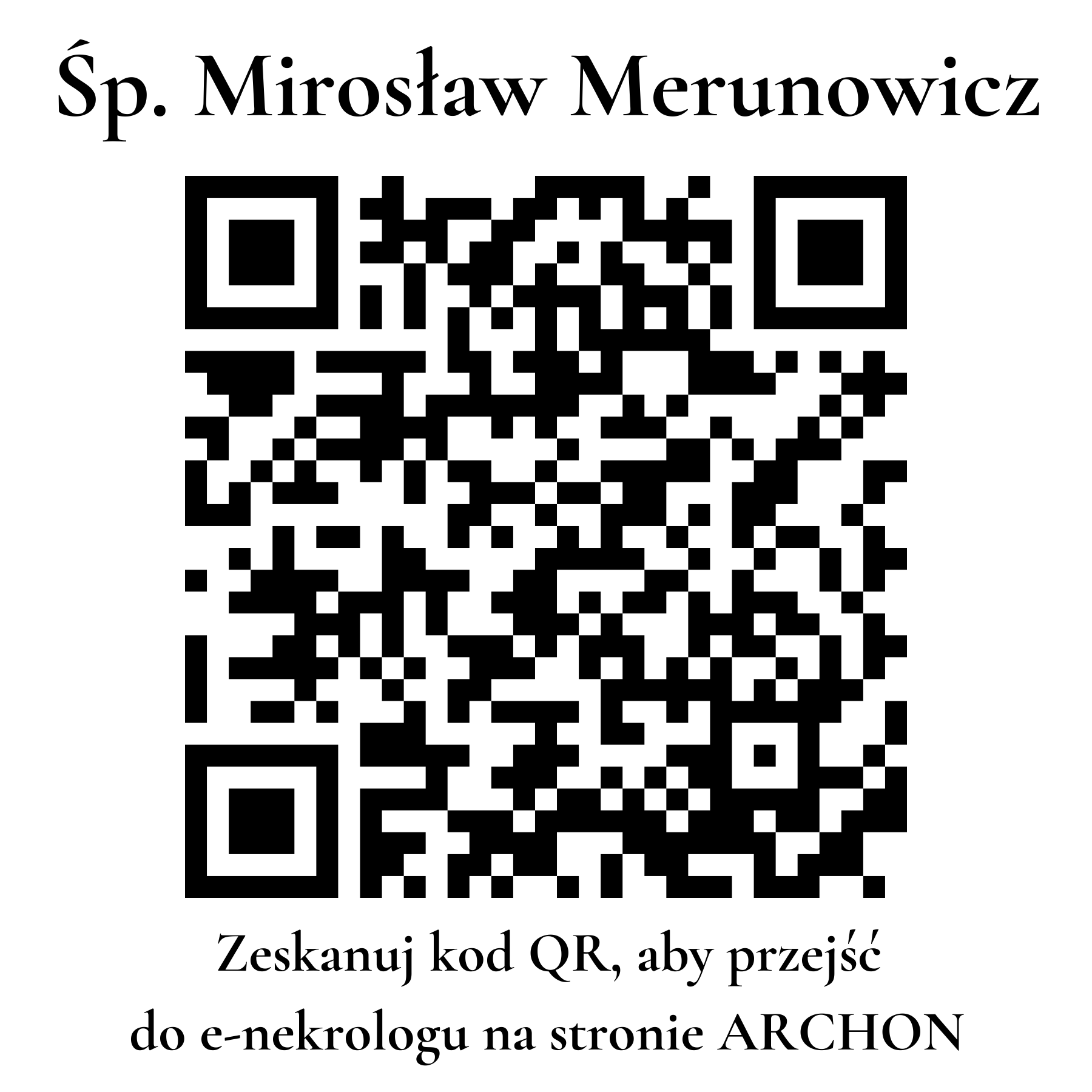 Kod QR do nekrologu Mirosław Merunowicz