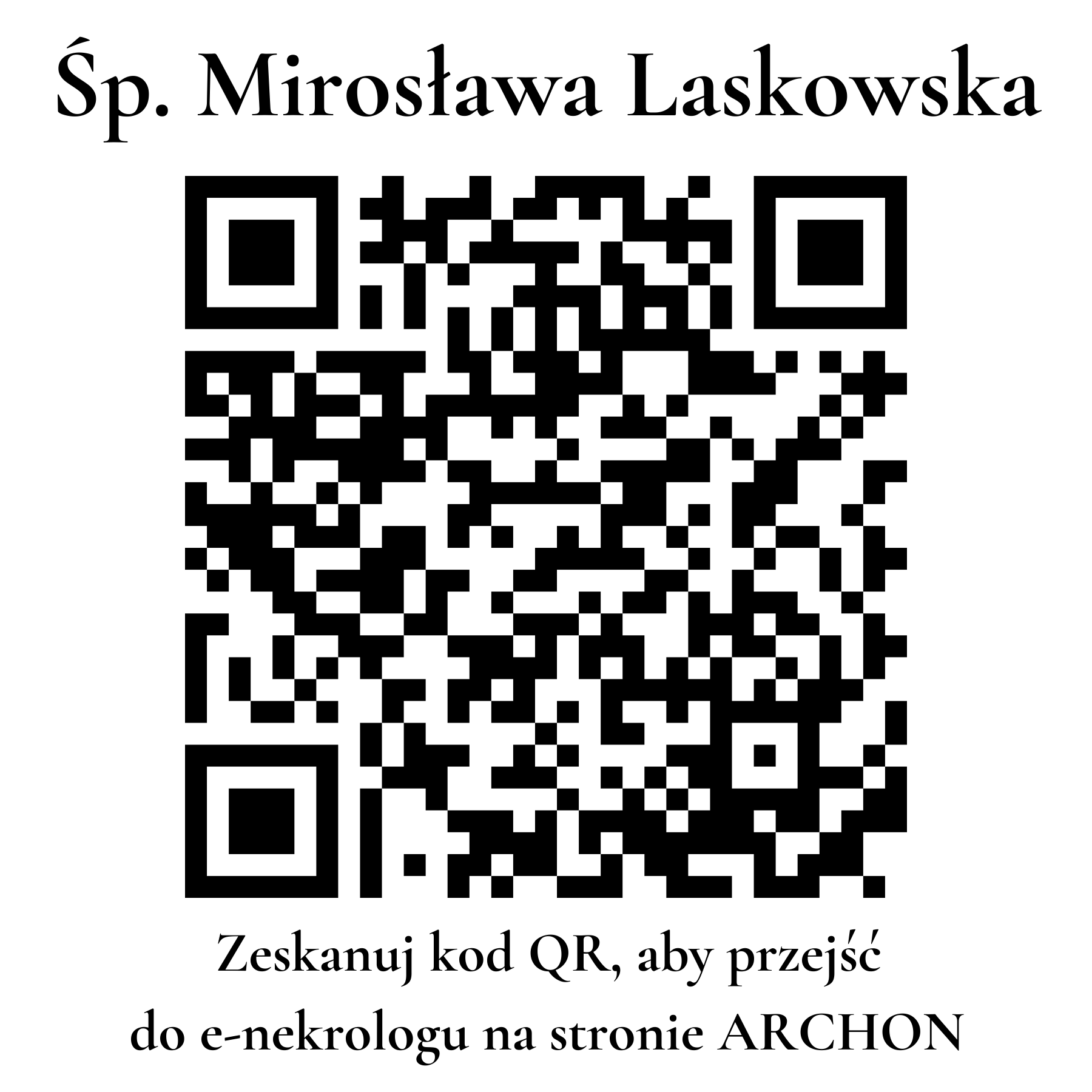 Kod QR do nekrologu Mirosława Laskowska Kod QR do nekrologu Mirosława Laskowska