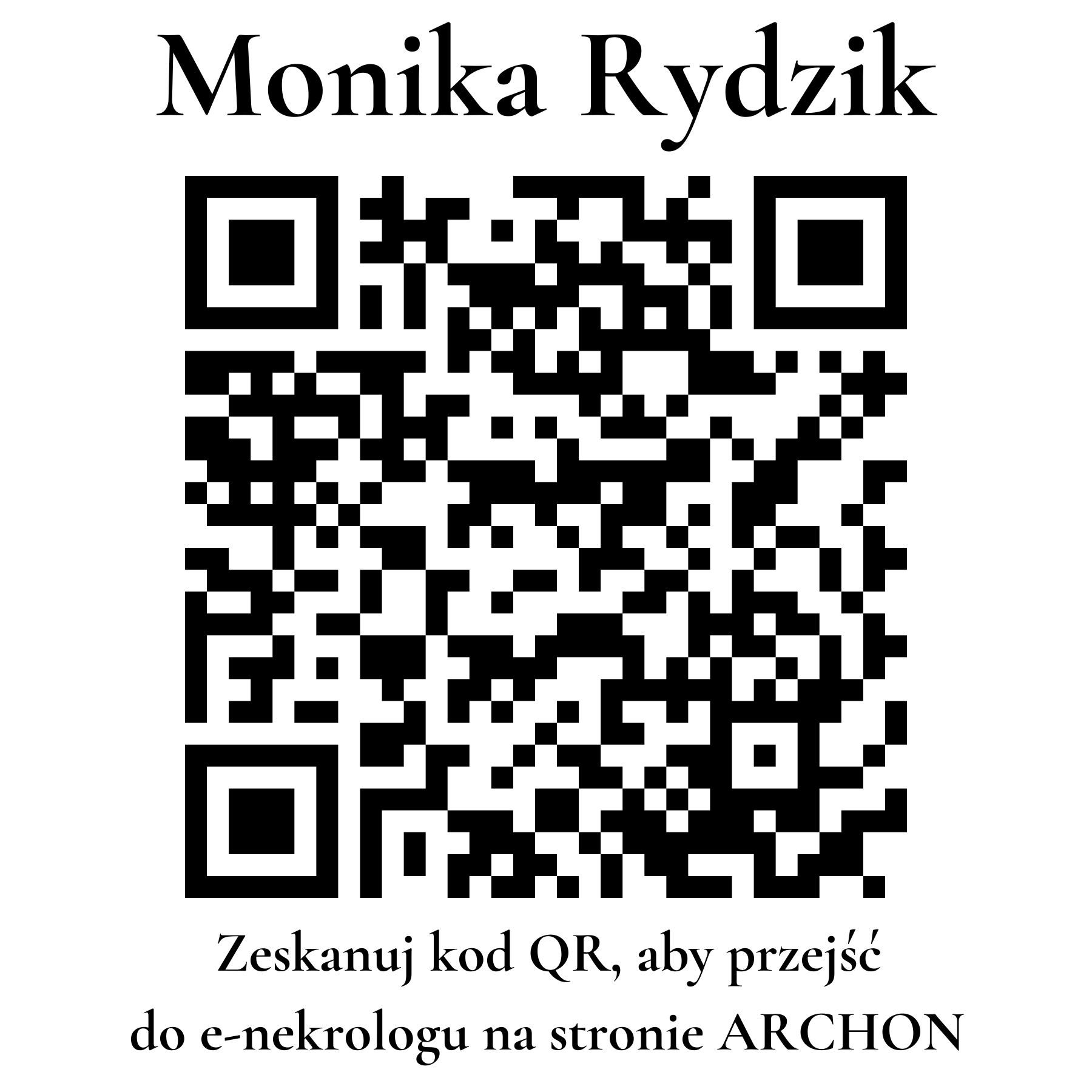Kod QR do nekrologu Monika Rydzik