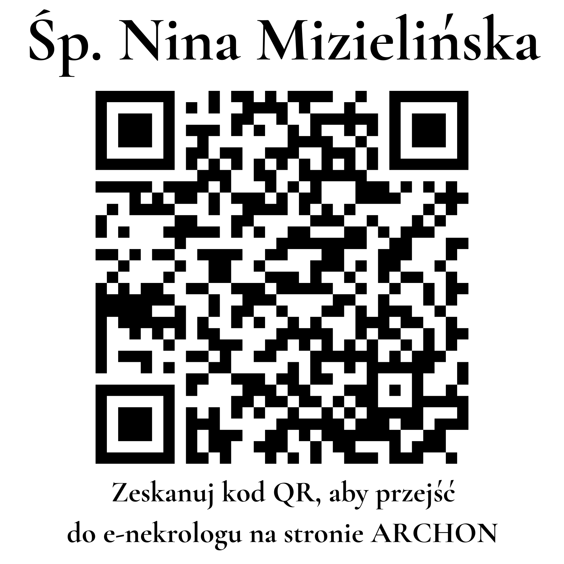 Kod QR do nekrologu Nina Mizielińska Kod QR do nekrologu Nina Mizielińska