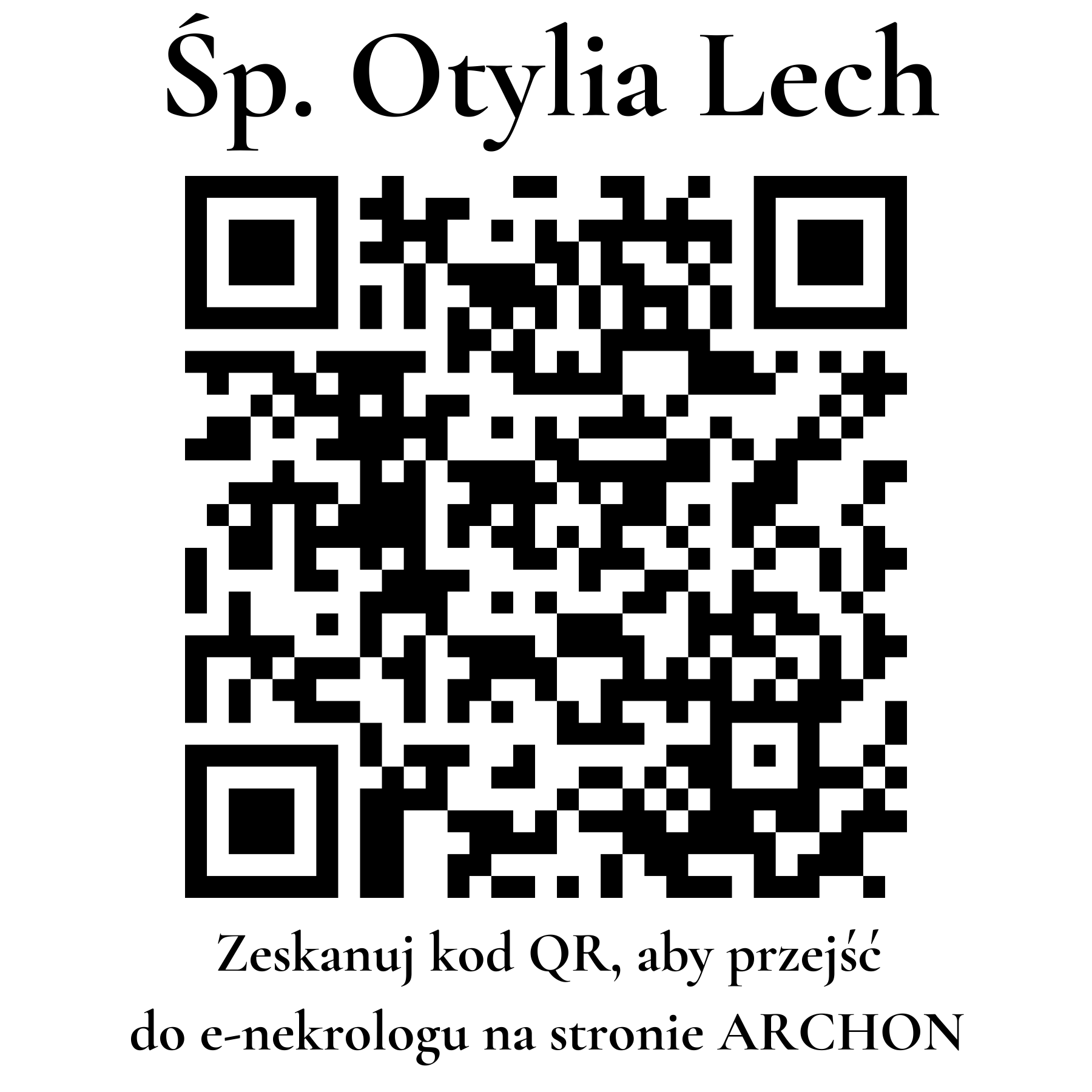 Kod QR do nekrologu Otylia Lech