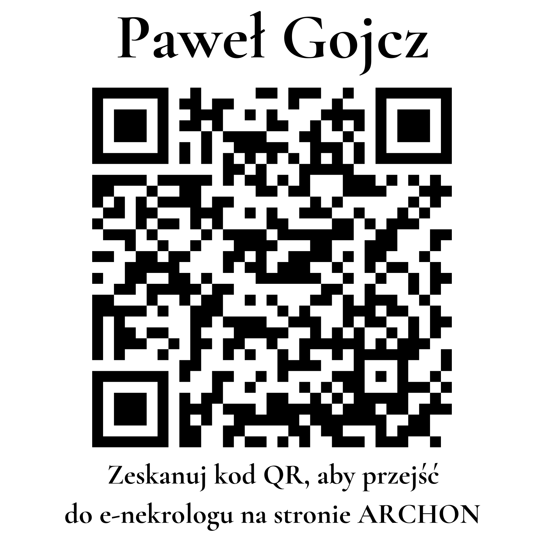 Kod QR do nekrologu Paweł Gojcz Kod QR do nekrologu Paweł Gojcz