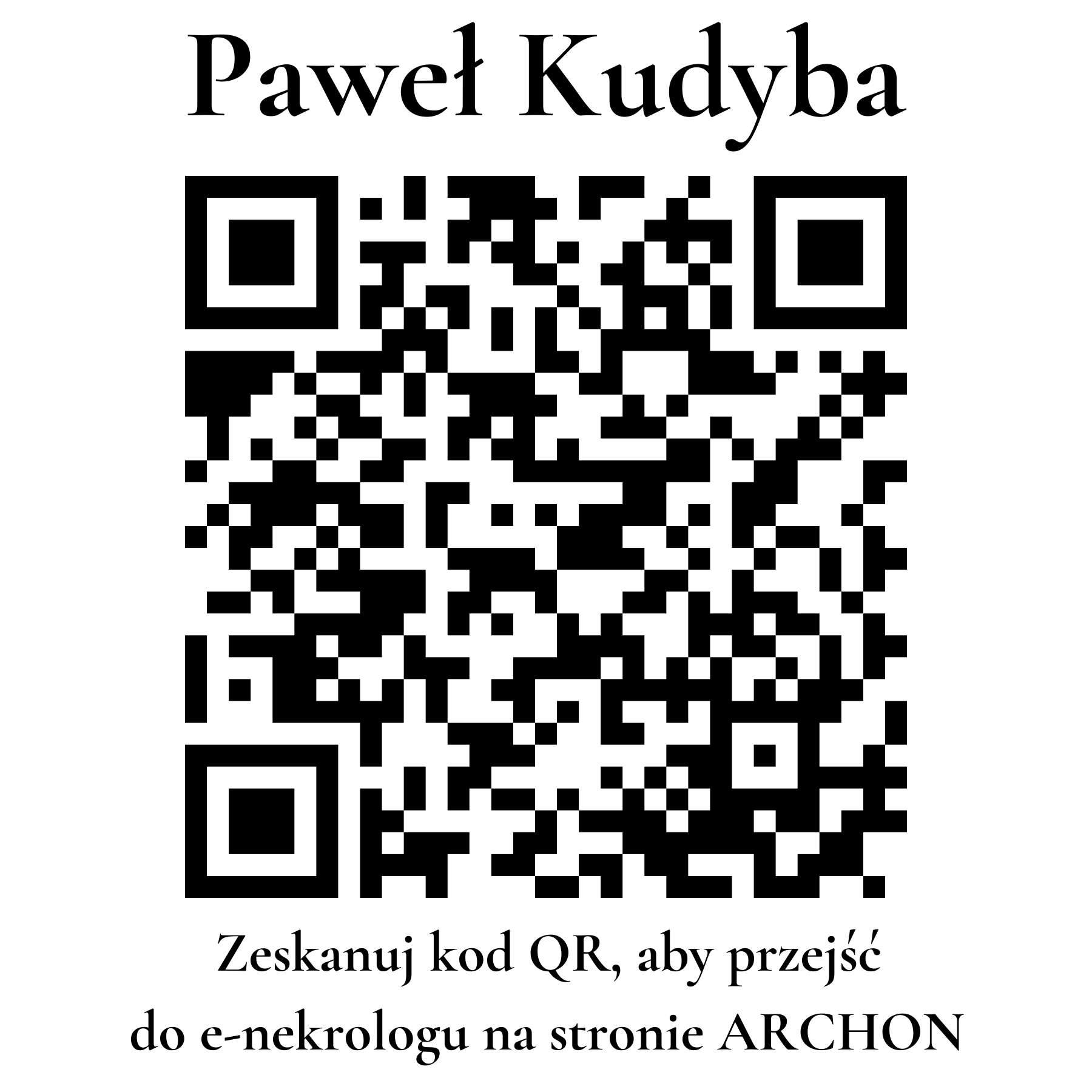 Kod QR do nekrologu Paweł Kudyba Kod QR do nekrologu Paweł Kudyba