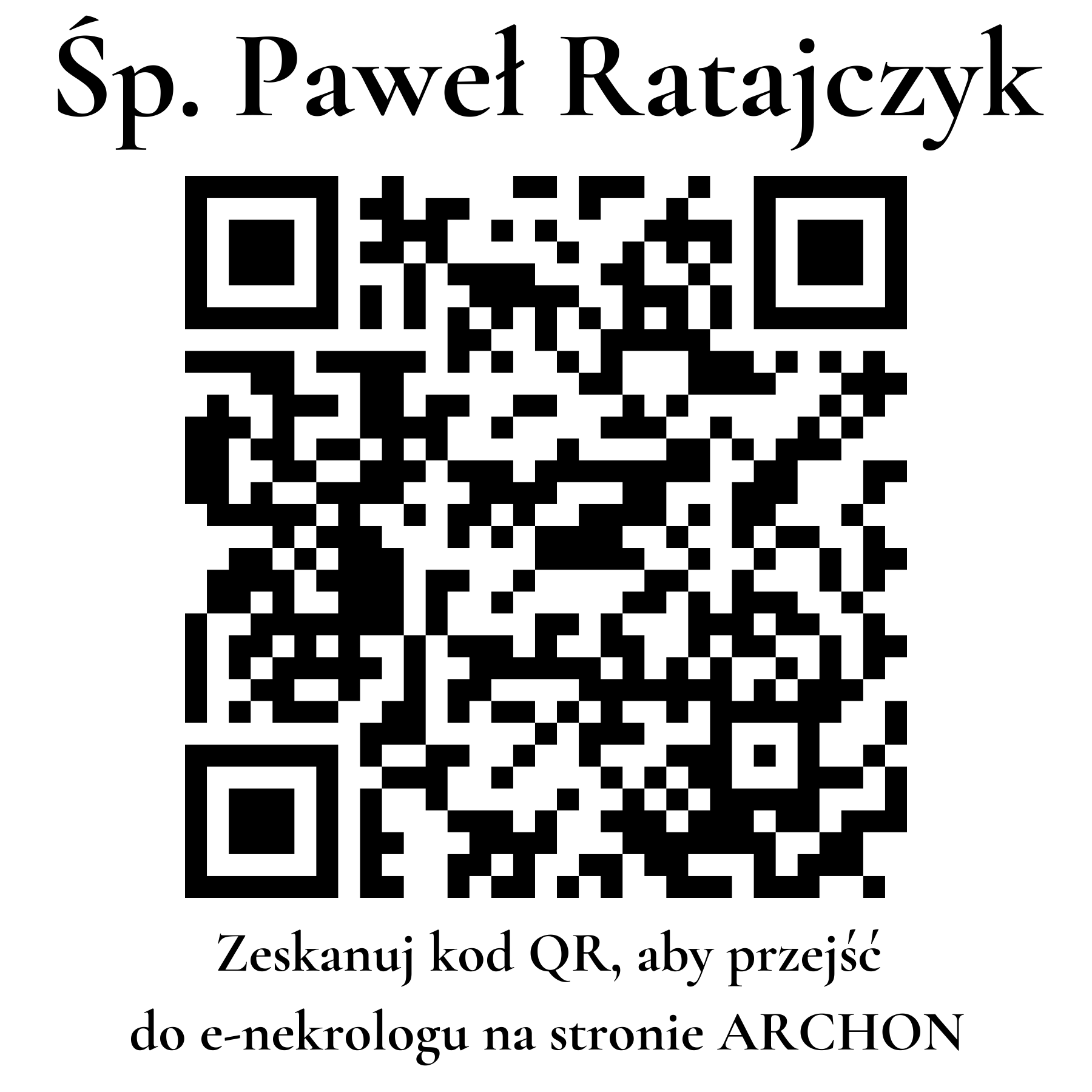 Kod QR do nekrologu Paweł Ratajczyk Kod QR do nekrologu Paweł Ratajczyk