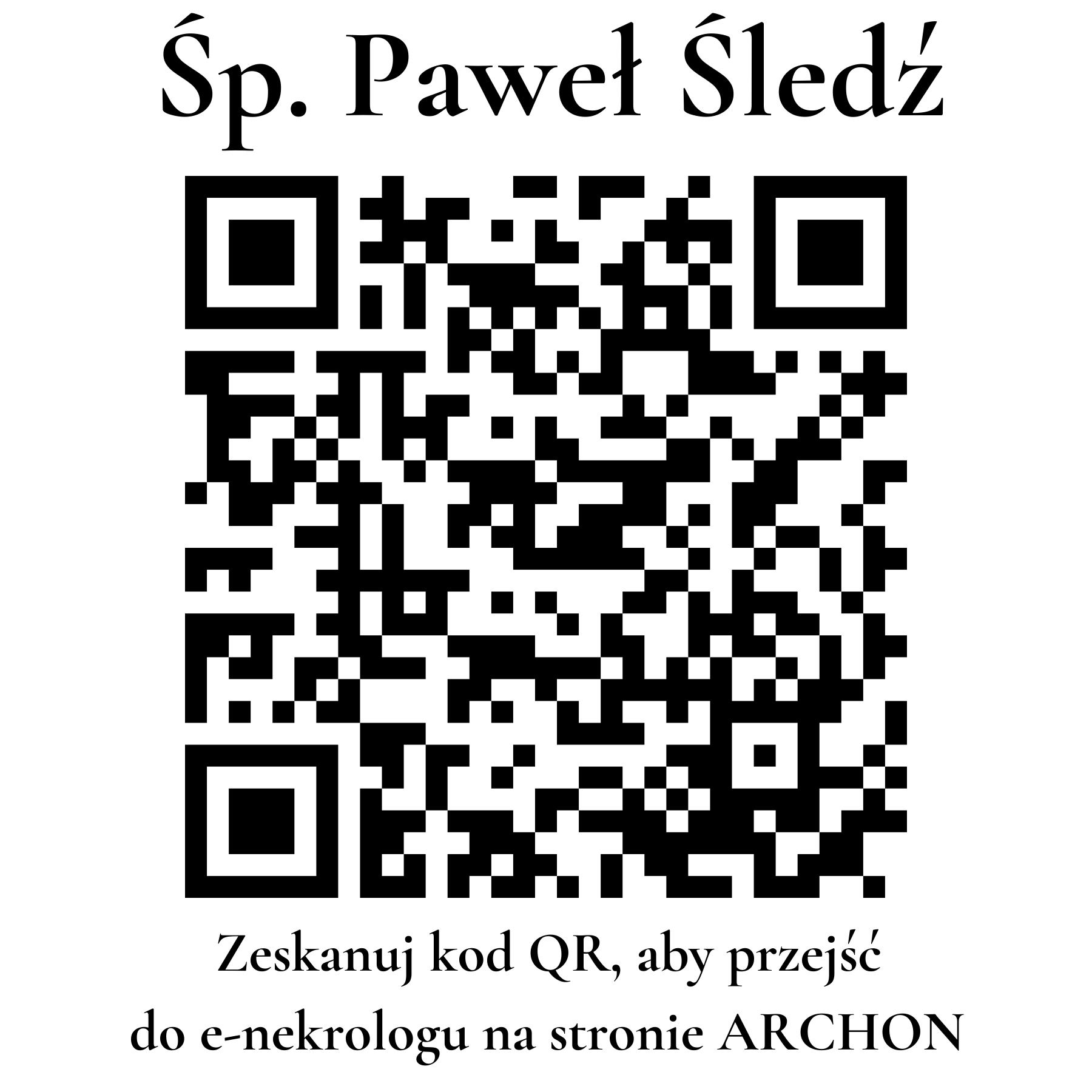 Kod QR do nekrologu Paweł Śledź