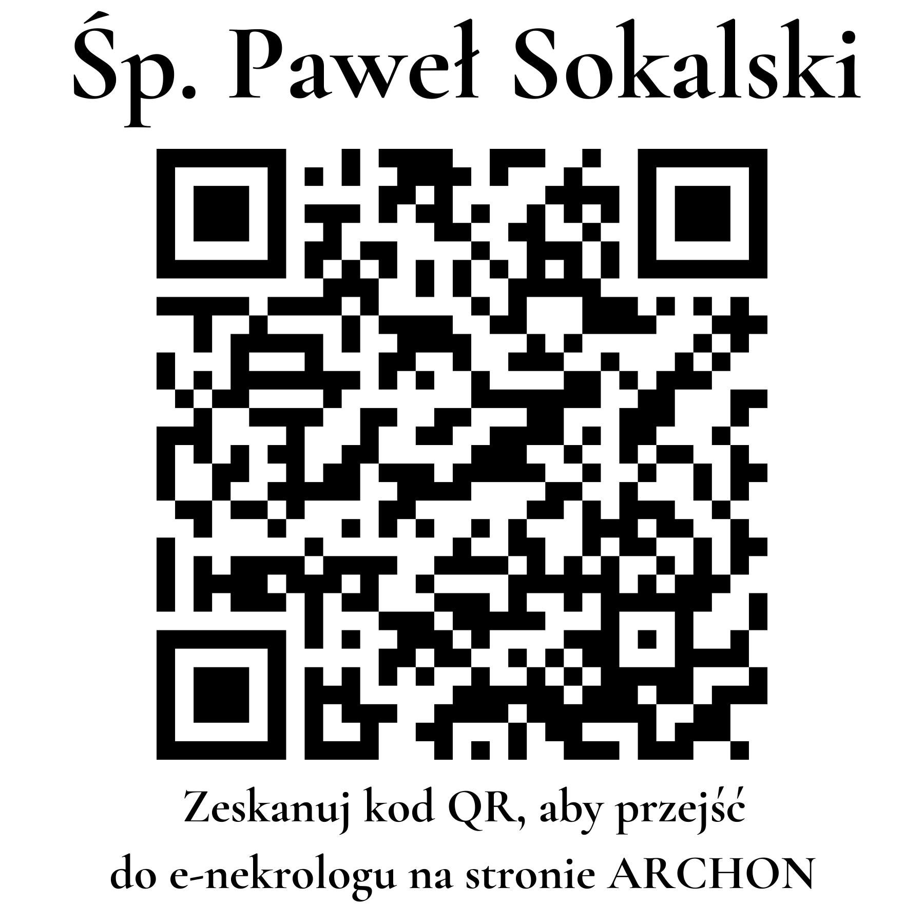 Kod QR do nekrologu Paweł Sokalski Kod QR do nekrologu Paweł Sokalski
