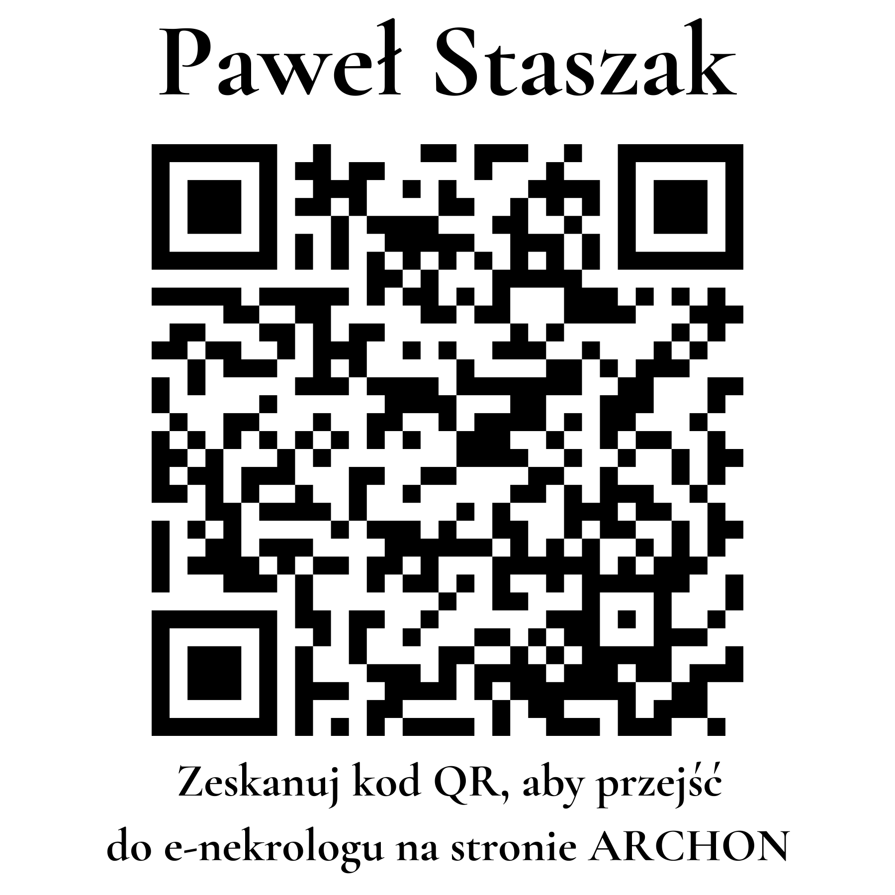 Kod QR do nekrologu Paweł Staszak