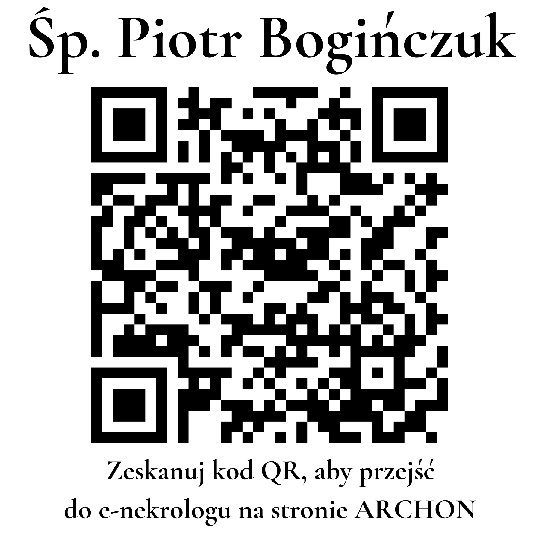 Kod QR do nekrologu Piotr Bogińczuk Kod QR do nekrologu Piotr Bogińczuk