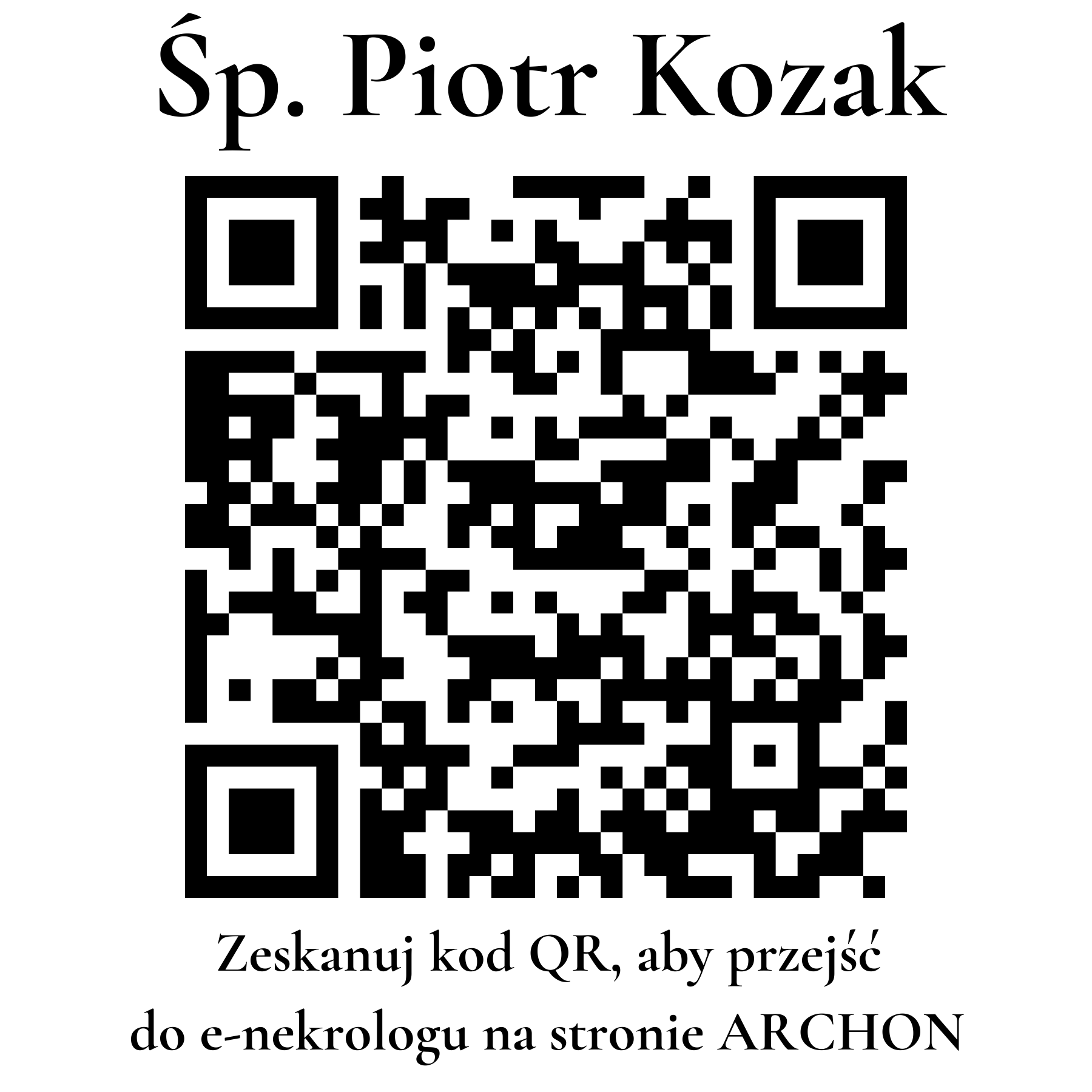 Kod QR do nekrologu Piotr Kozak