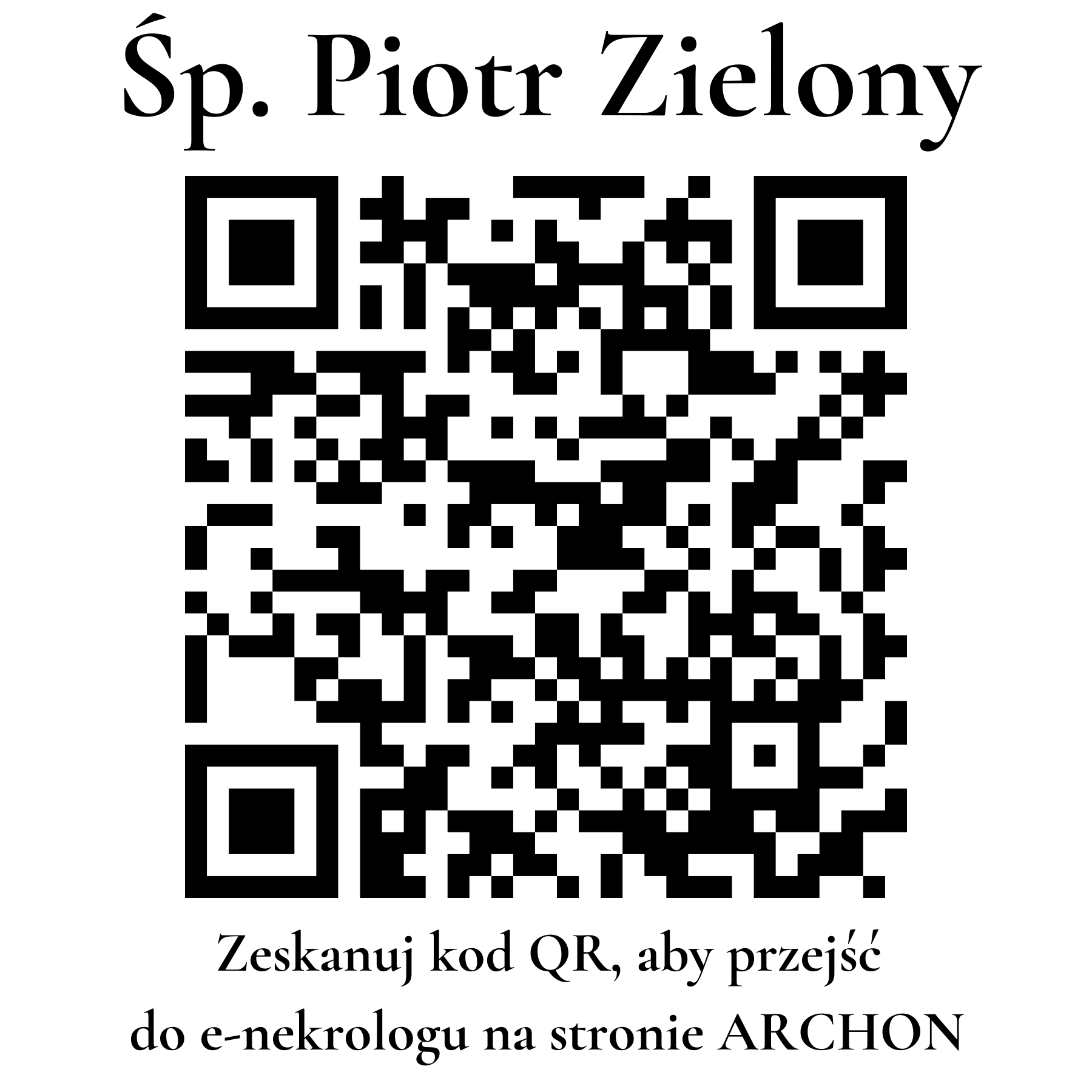Kod QR do nekrologu Piotr Zielony