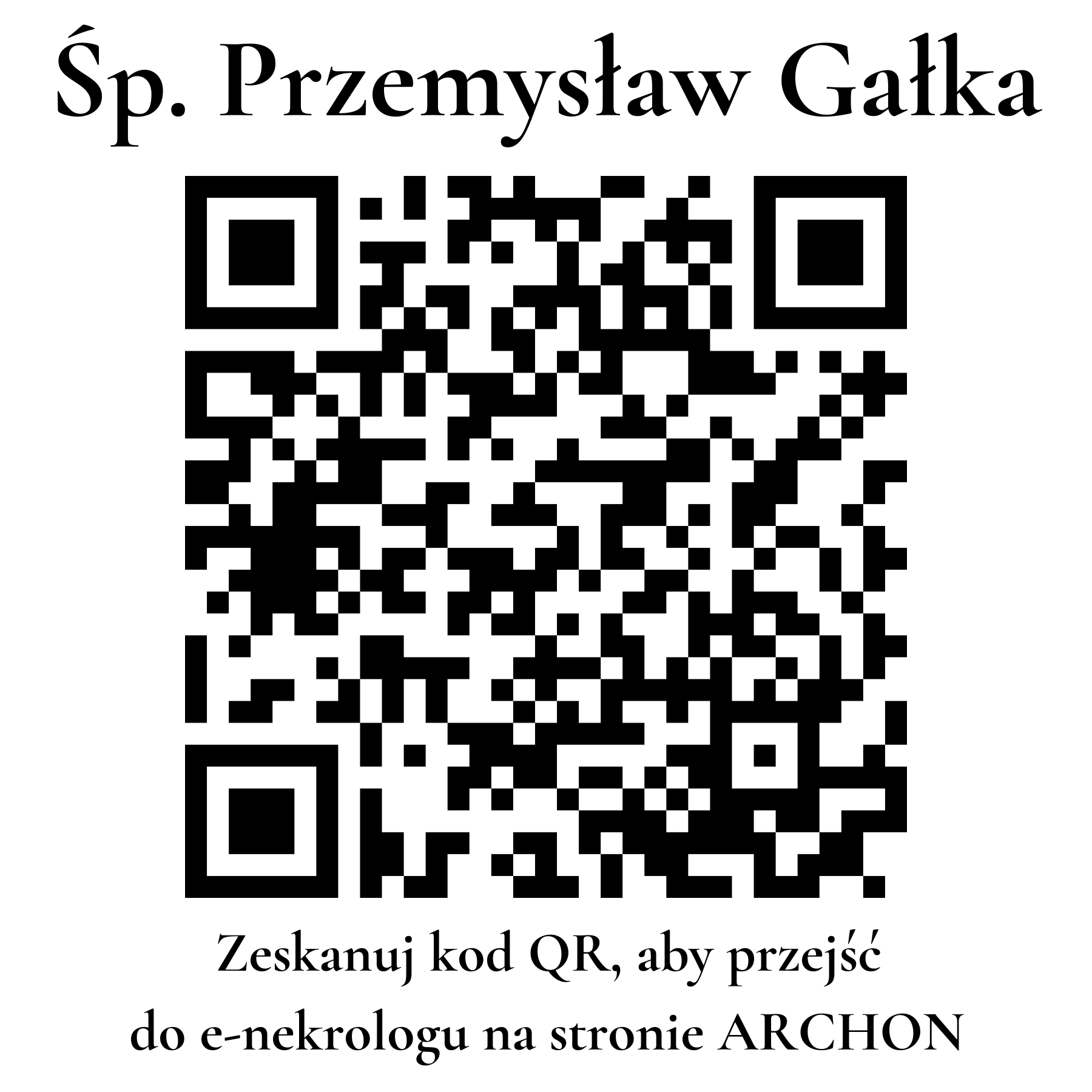 Kod QR do nekrologu Przemysław Gałka Kod QR do nekrologu Przemysław Gałka