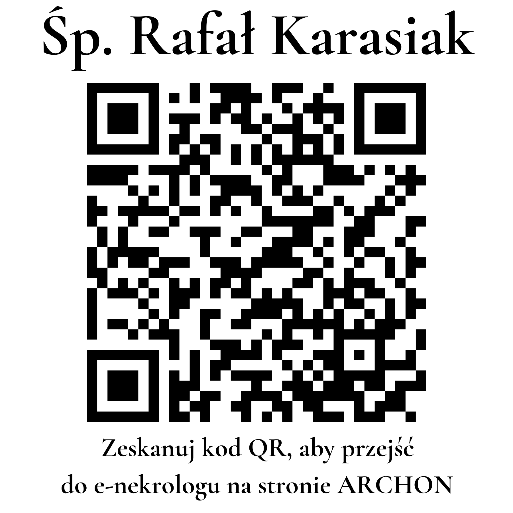 Kod QR do nekrologu Rafał Karasiak Kod QR do nekrologu Rafał Karasiak