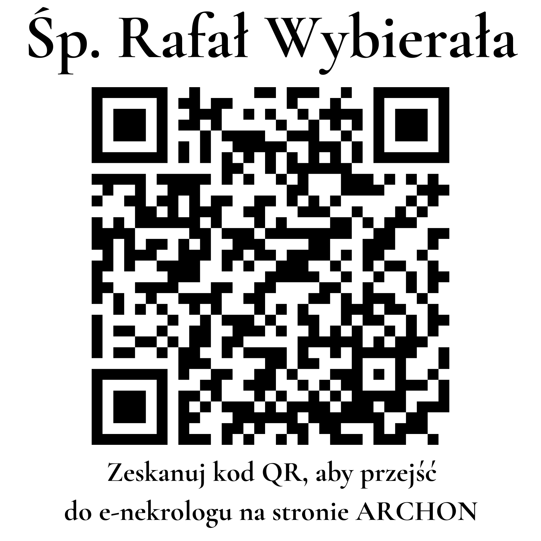 Kod QR do nekrologu Rafał Wybierała Kod QR do nekrologu Rafał Wybierała