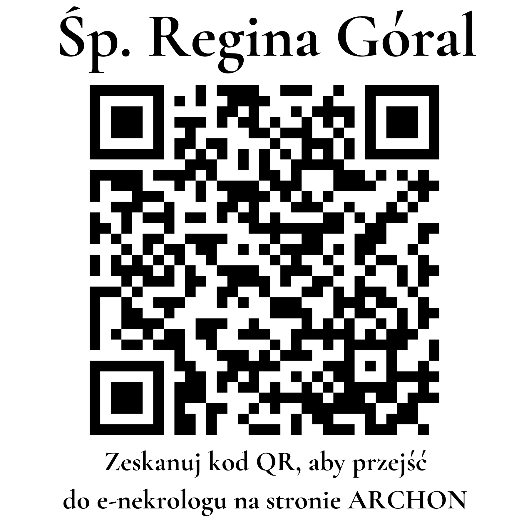 Kod QR do nekrologu Regina Góral Kod QR do nekrologu Regina Góral