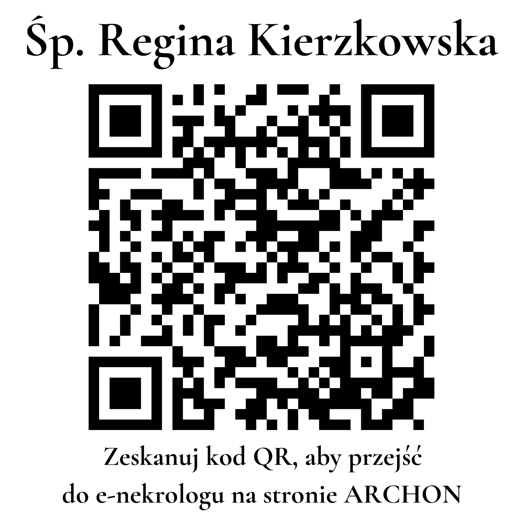 Kod QR do nekrologu Regina Kierzkowska