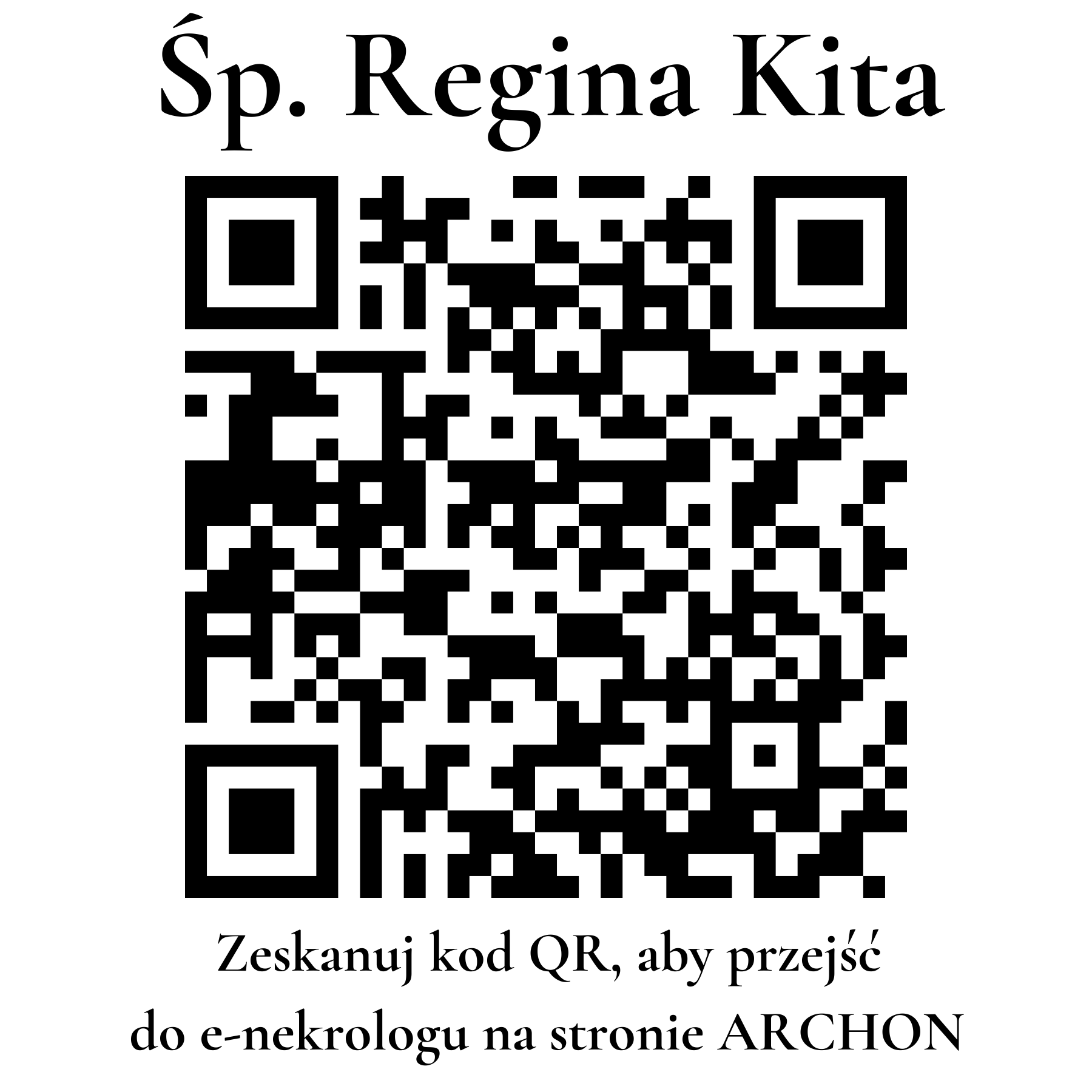 Kod QR do nekrologu Regina Kita