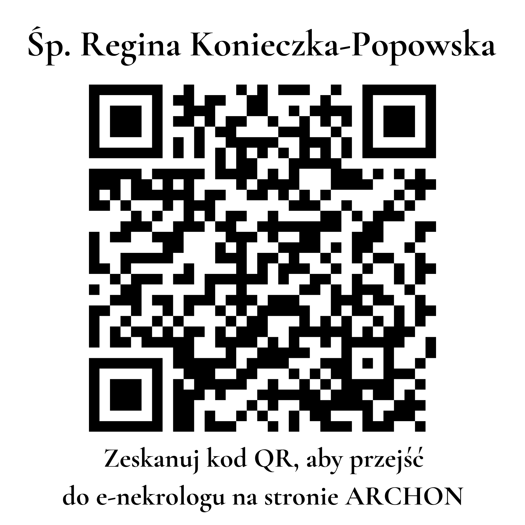 Kod QR do nekrologu Regina Konieczka-Popowska Kod QR do nekrologu Regina Konieczka-Popowska