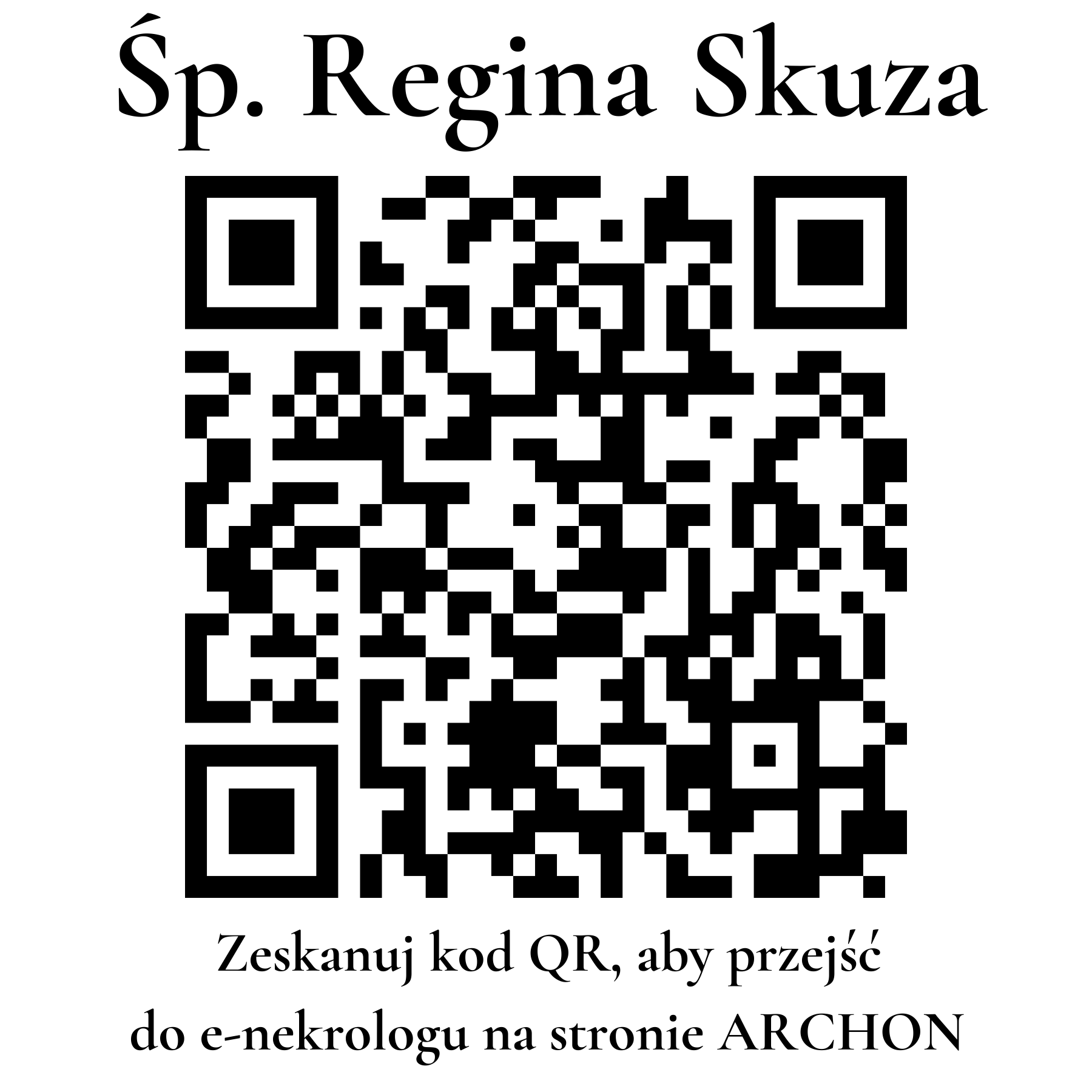 Kod QR do nekrologu Regina Skuza