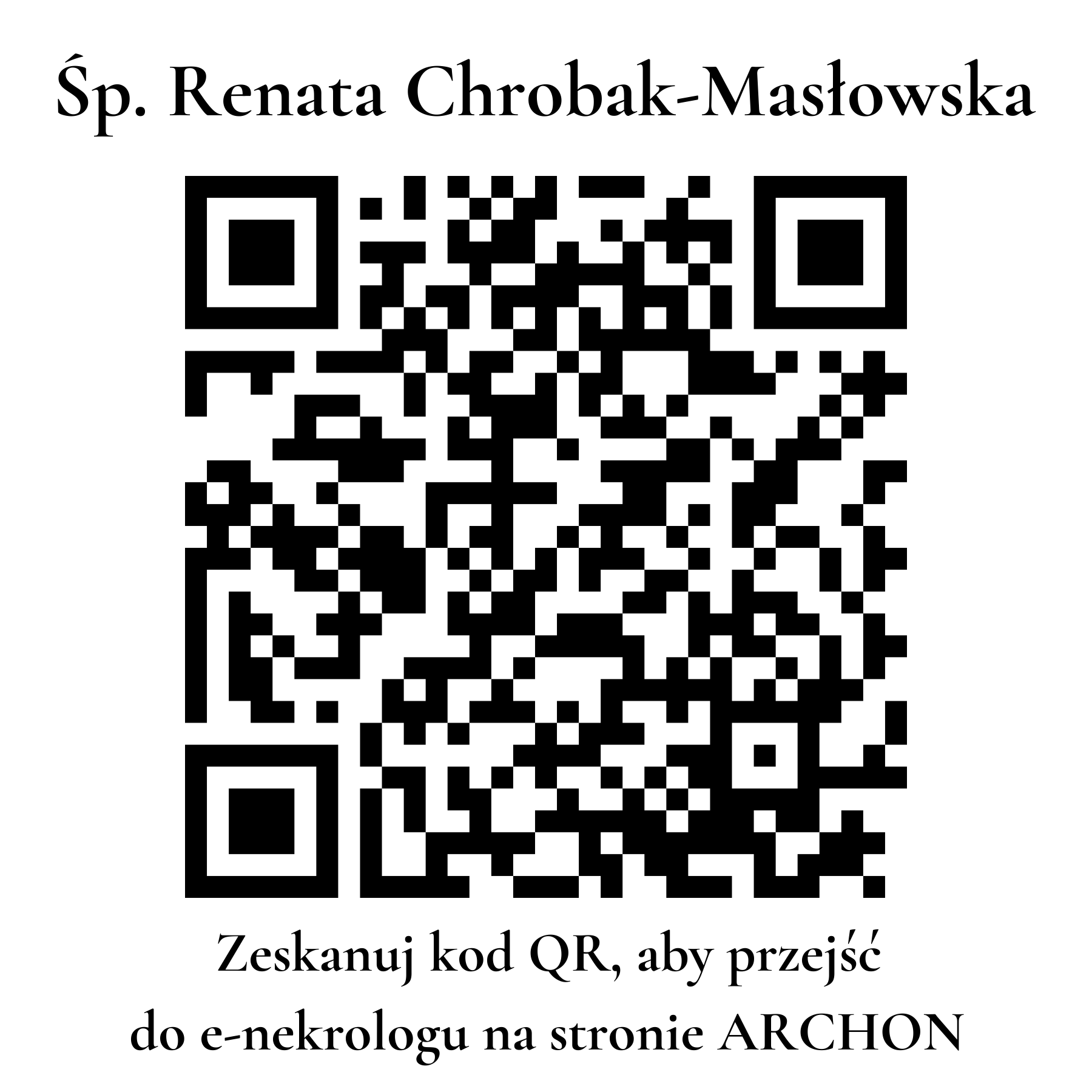 Kod QR do nekrologu Renata Chrobak-Masłowska