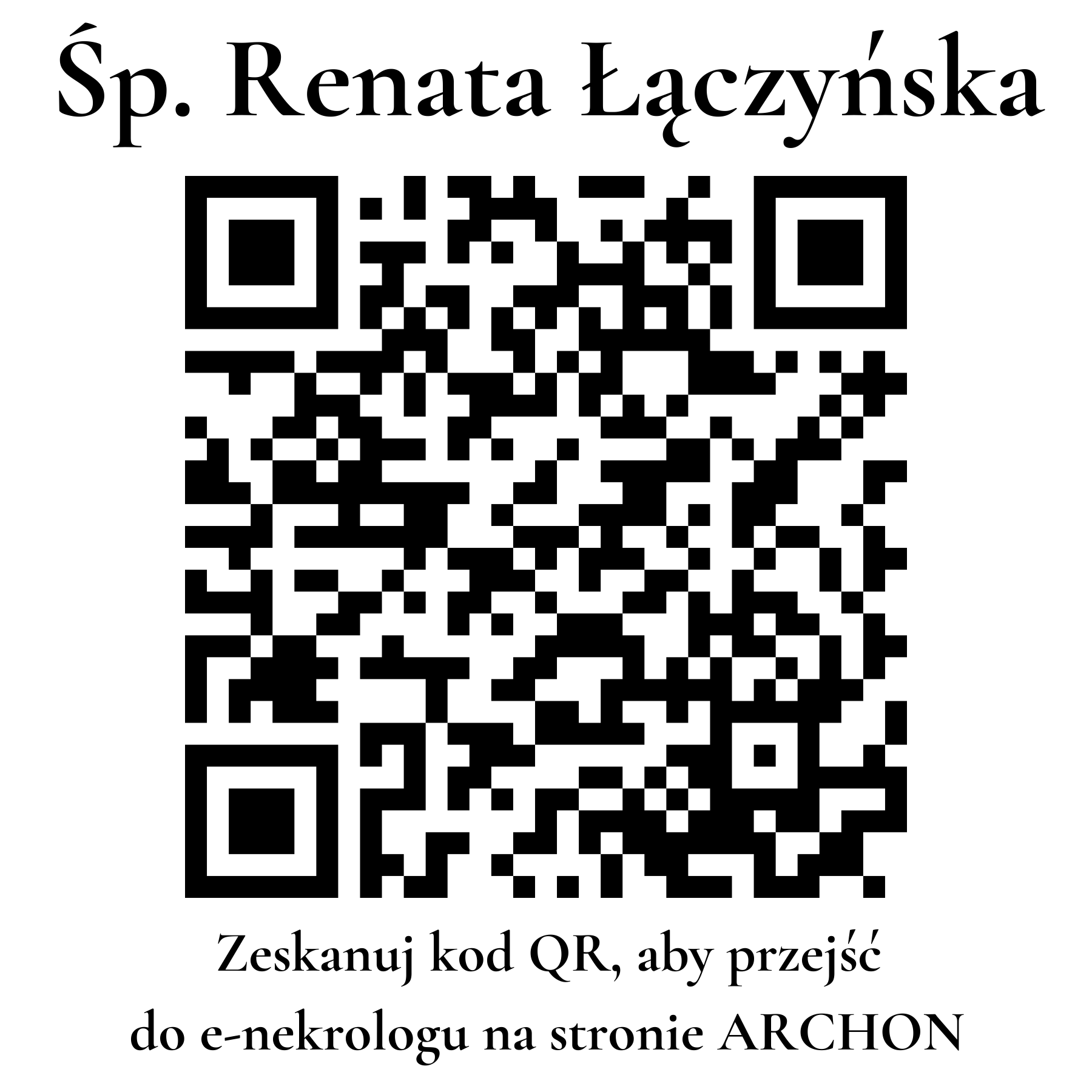 Kod QR do nekrologu Renata Łączyńska Kod QR do nekrologu Renata Łączyńska