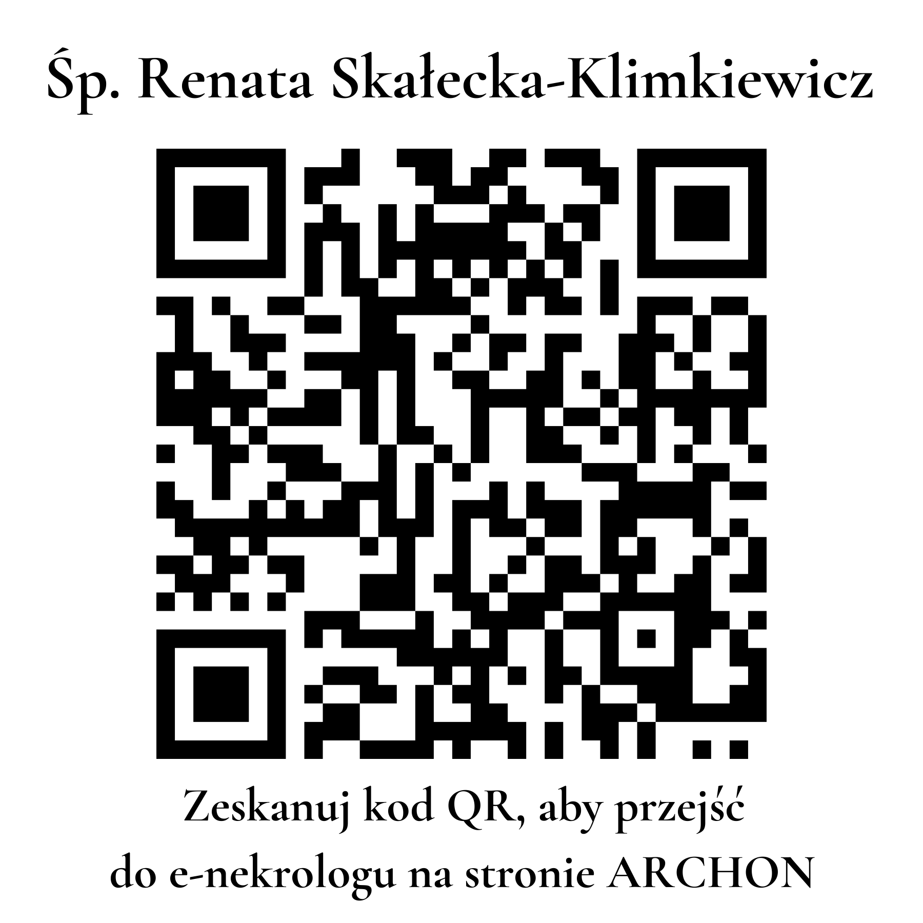Kod QR do nekrologu Renata Skałecka-Klimkiewicz Kod QR do nekrologu Renata Skałecka-Klimkiewicz