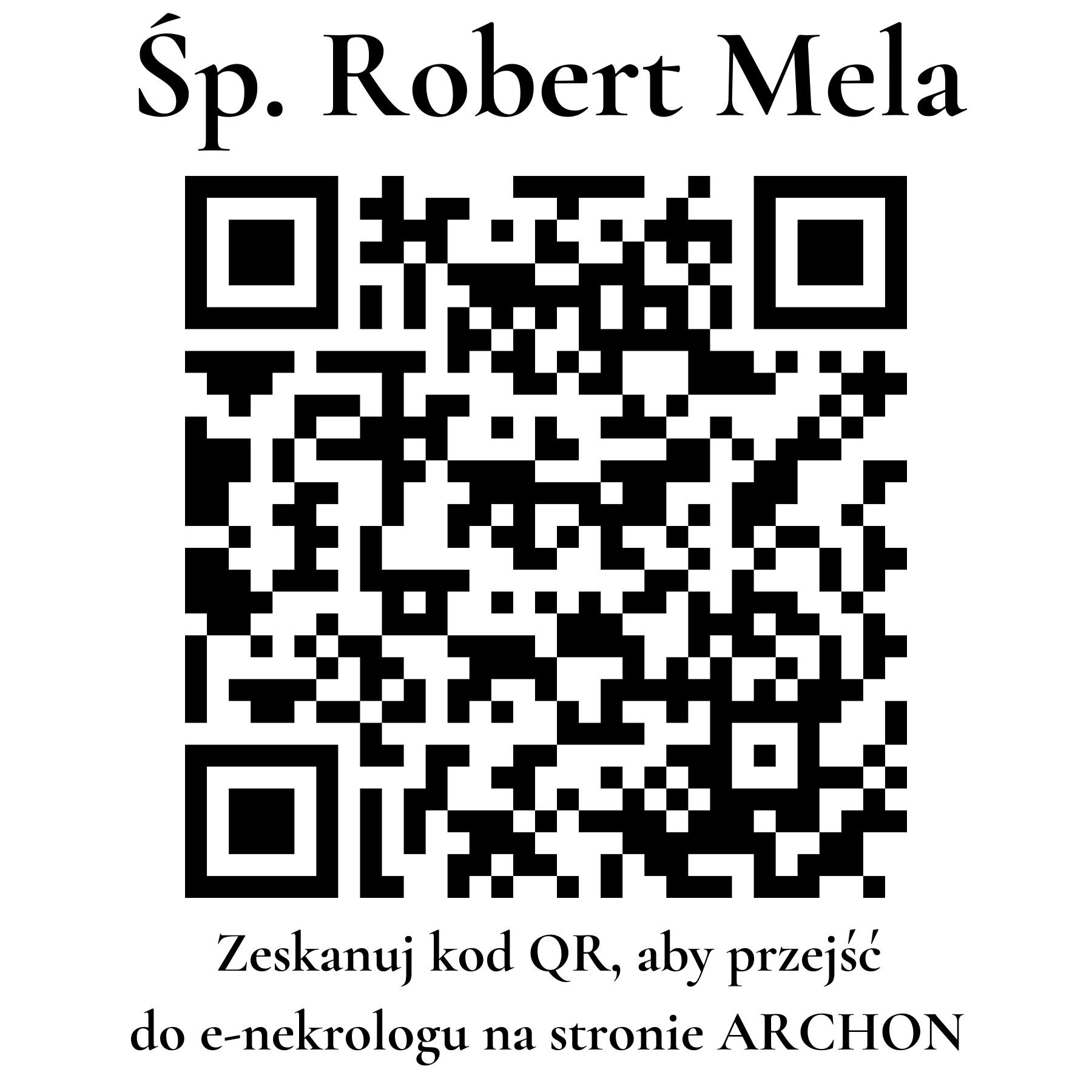 Kod QR do nekrologu Robert Mela Kod QR do nekrologu Robert Mela