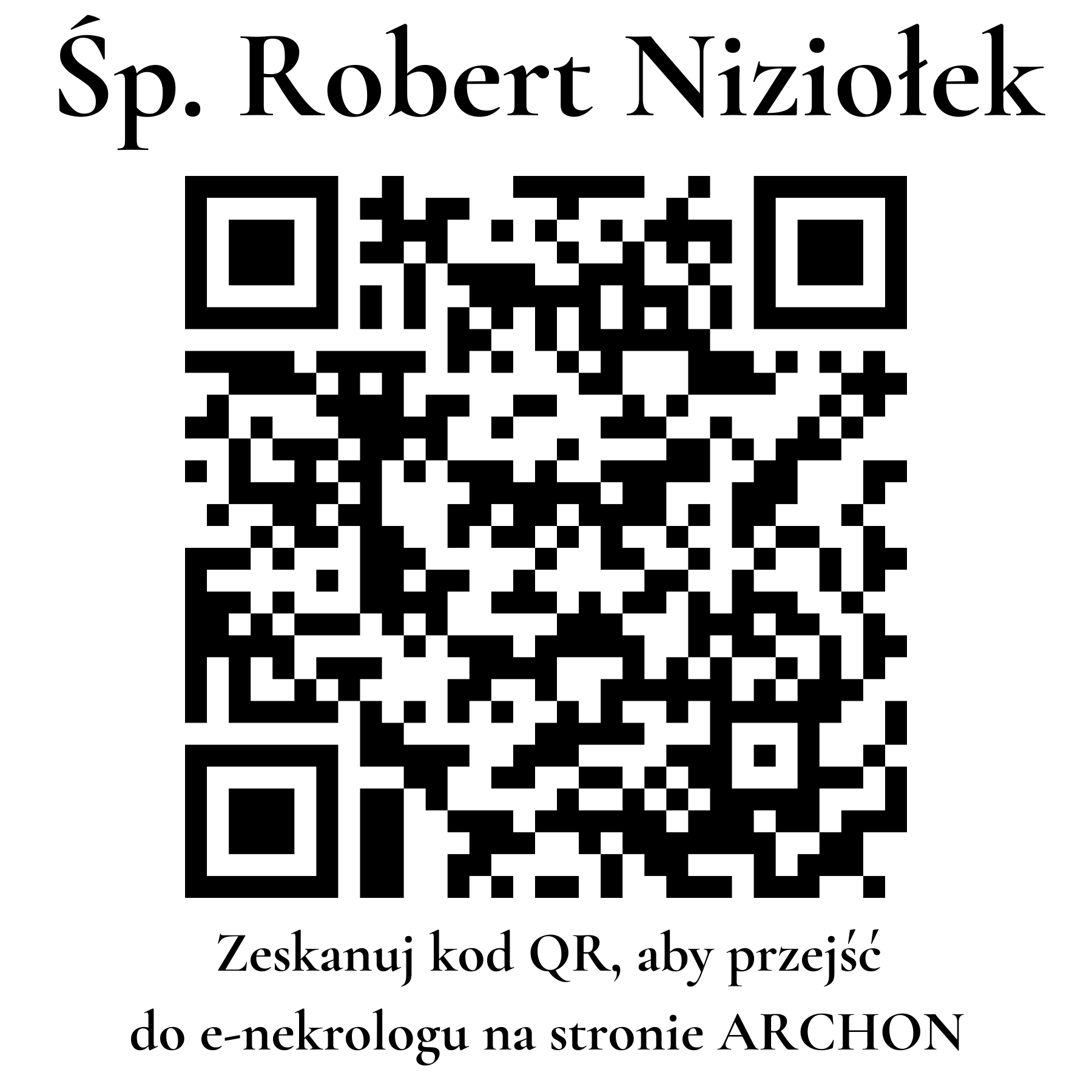 Kod QR do nekrologu Robert Niziołek Kod QR do nekrologu Robert Niziołek
