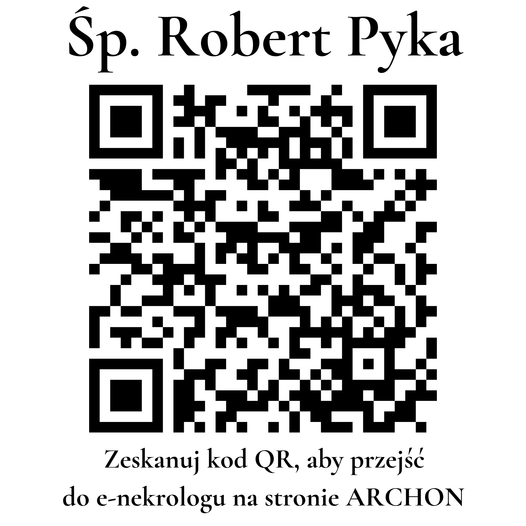 Kod QR do nekrologu Robert Pyka Kod QR do nekrologu Robert Pyka