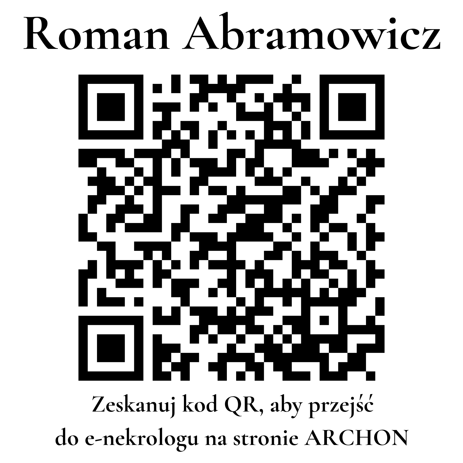 Kod QR do nekrologu Roman Abramowicz