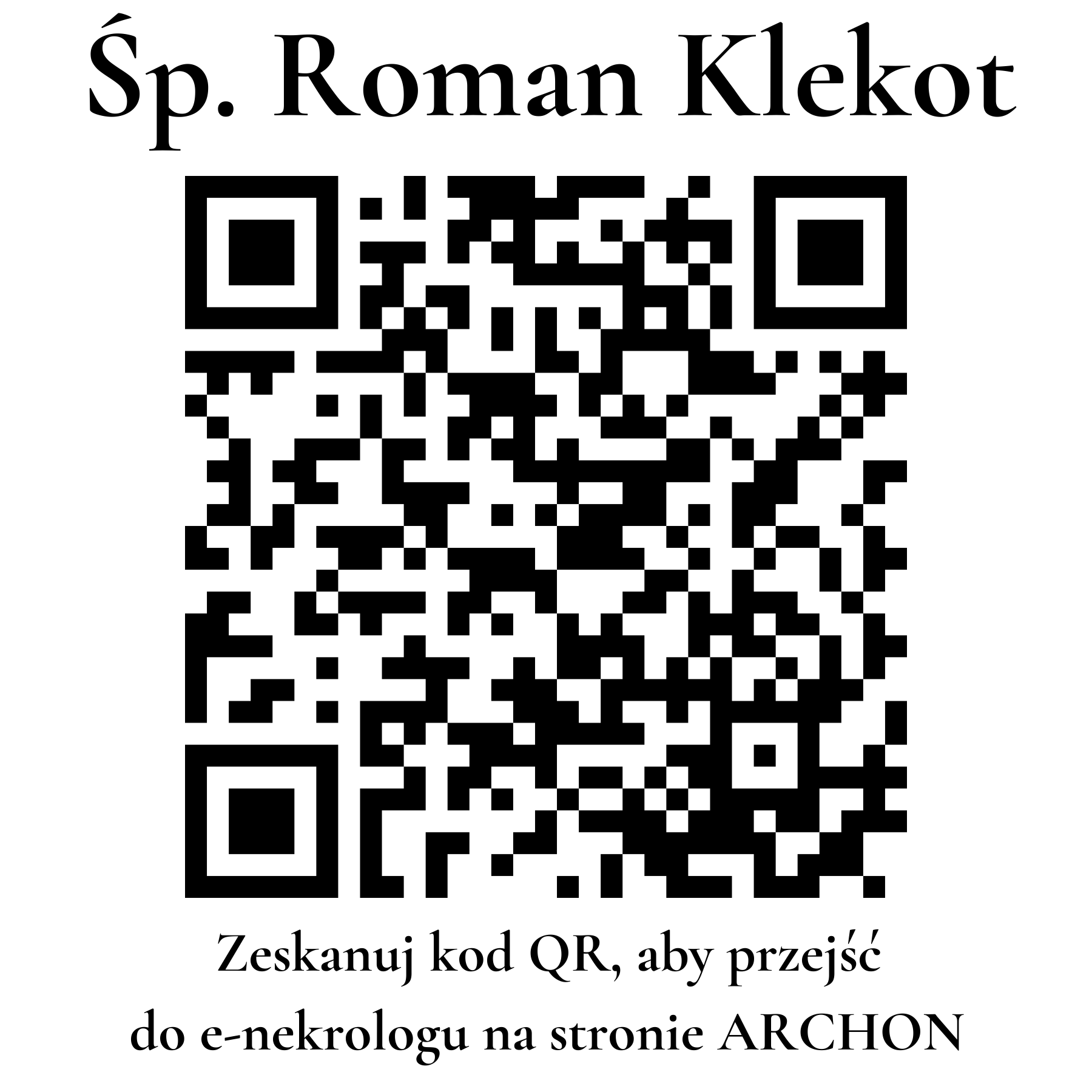 Kod QR do nekrologu Roman Klekot Kod QR do nekrologu Roman Klekot
