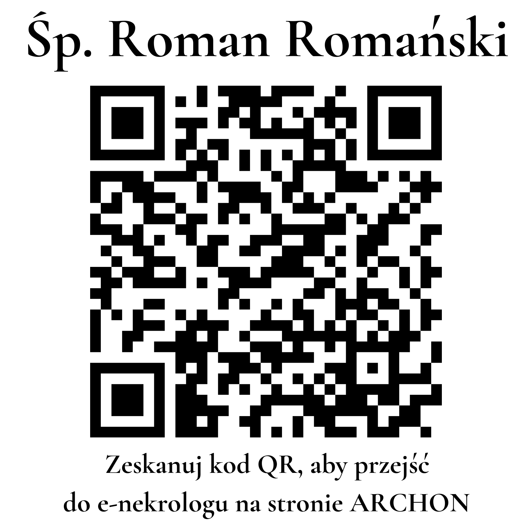 Kod QR do nekrologu Roman Romański Kod QR do nekrologu Roman Romański