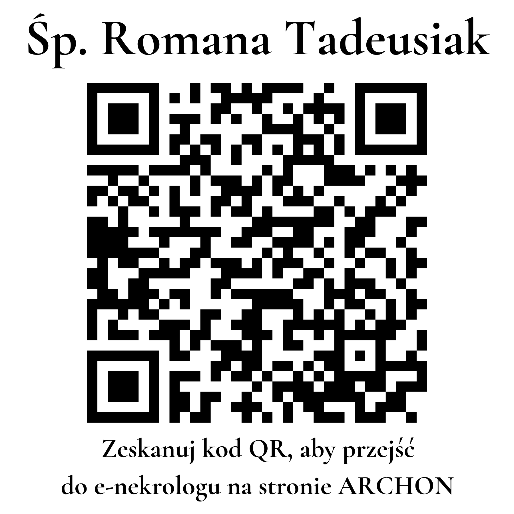 Kod QR do nekrologu Romana Tadeusiak