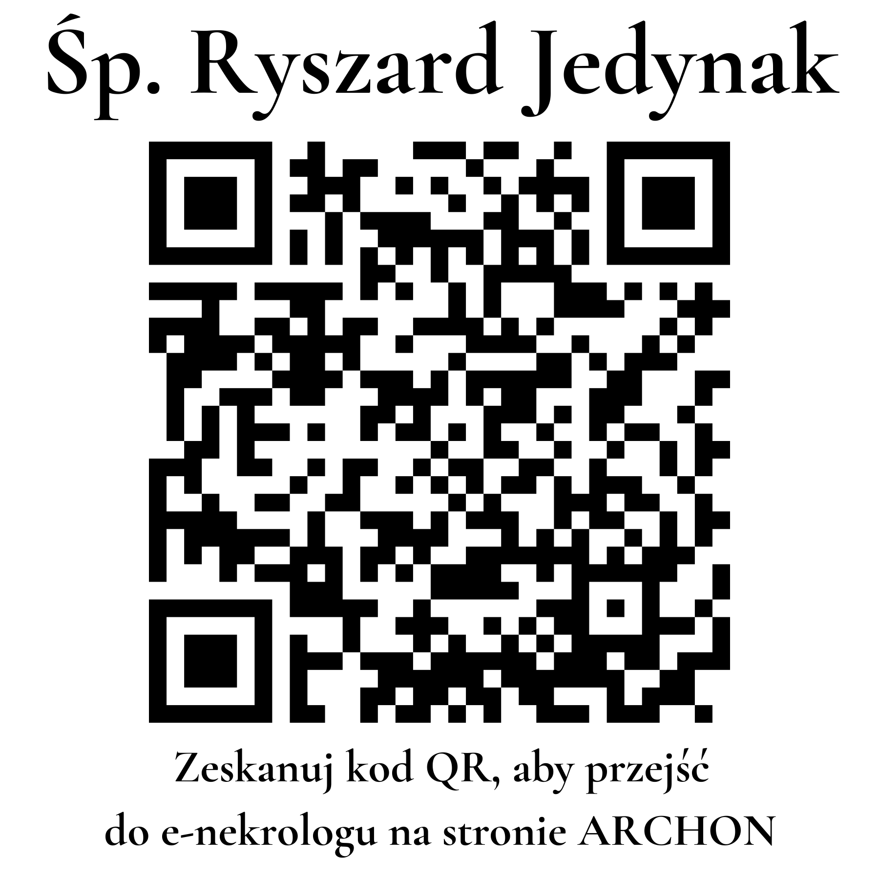 Kod QR do nekrologu Ryszard Jedynak Kod QR do nekrologu Ryszard Jedynak