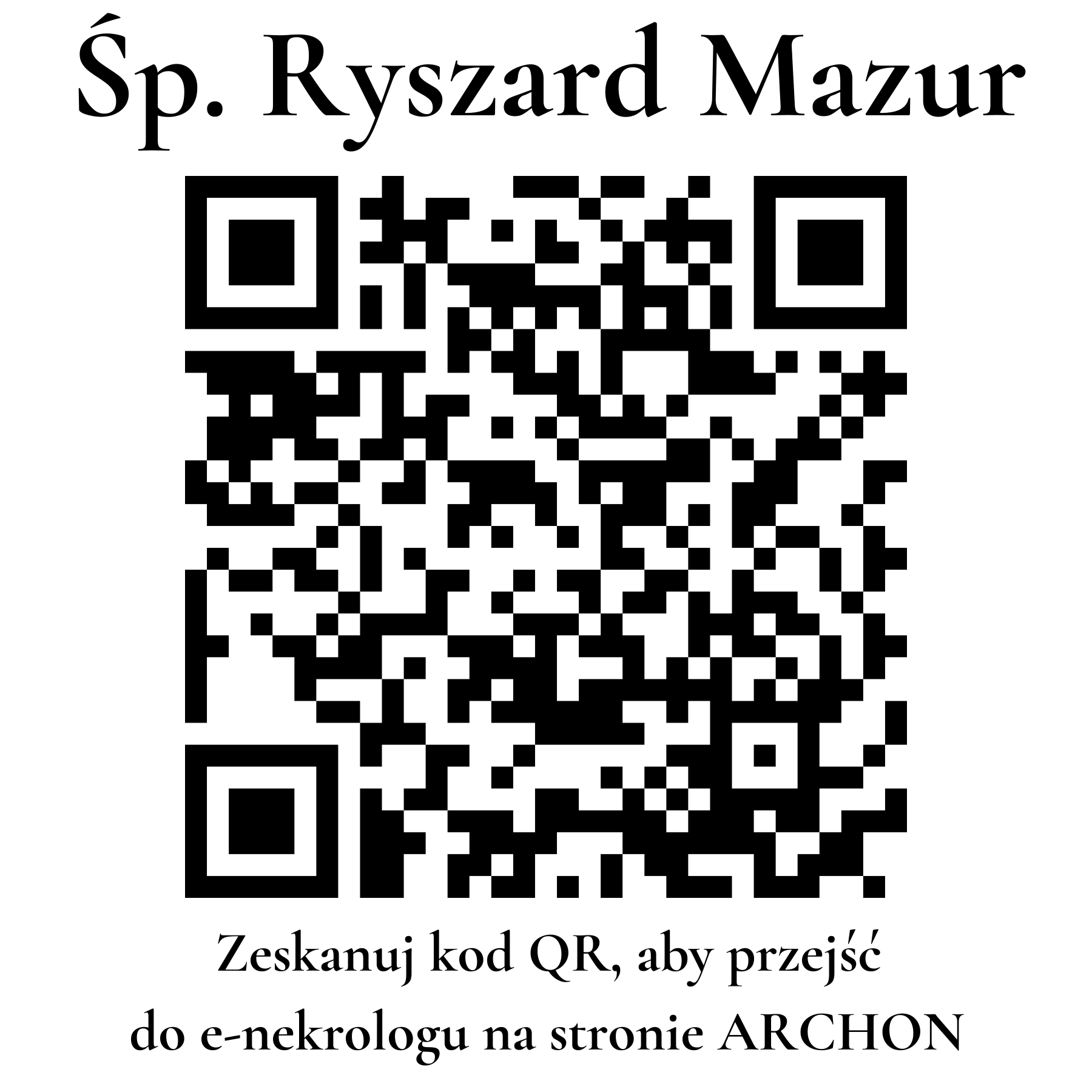 Kod QR do nekrologu Ryszard Mazur Kod QR do nekrologu Ryszard Mazur
