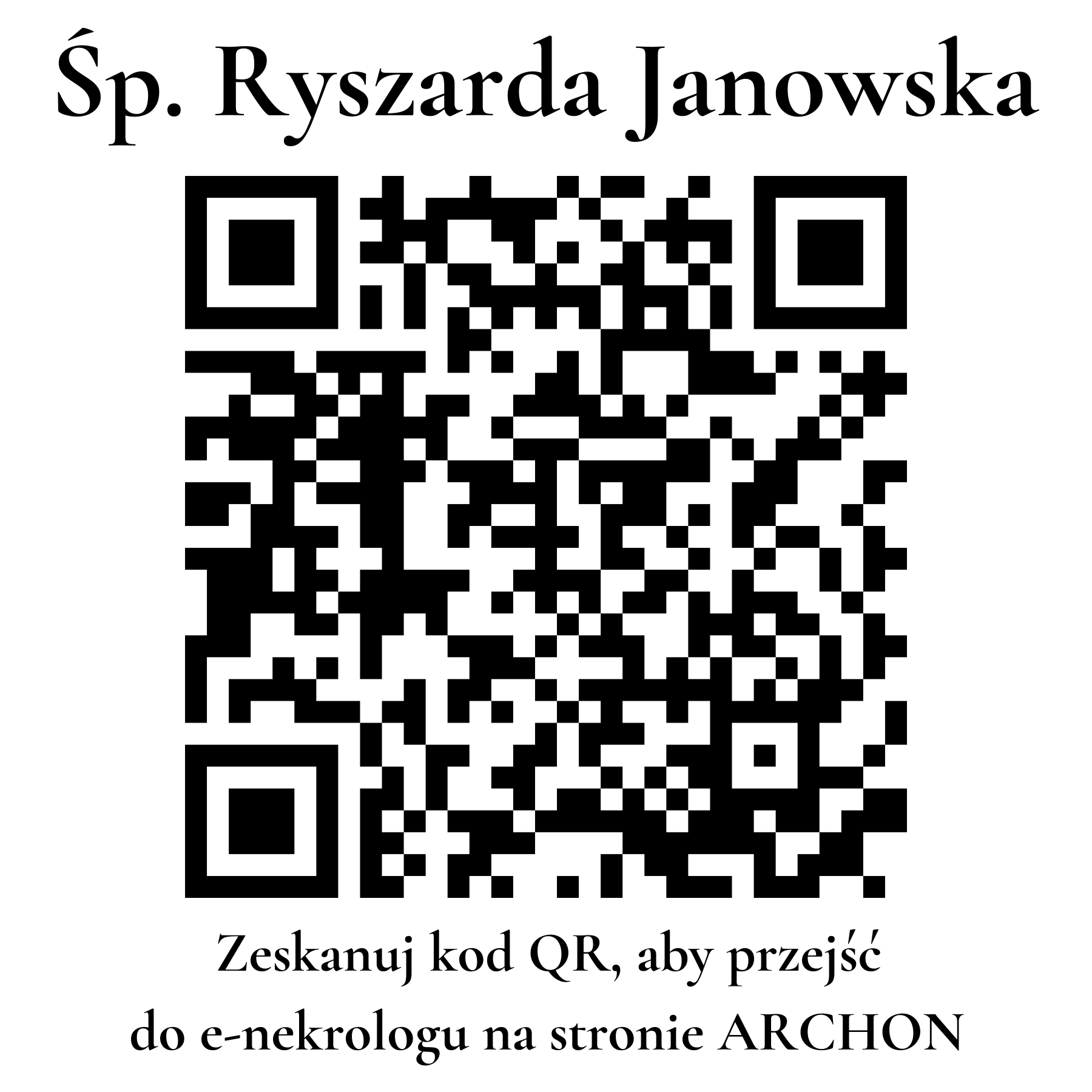 Kod QR do nekrologu Ryszarda Janowska Kod QR do nekrologu Ryszarda Janowska